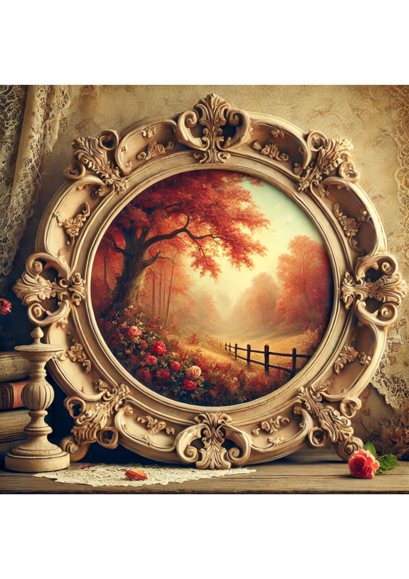 Reispapier für Decoupage Herbstlandschaft im Barockrahmen Voll Kat. Nr. 2946