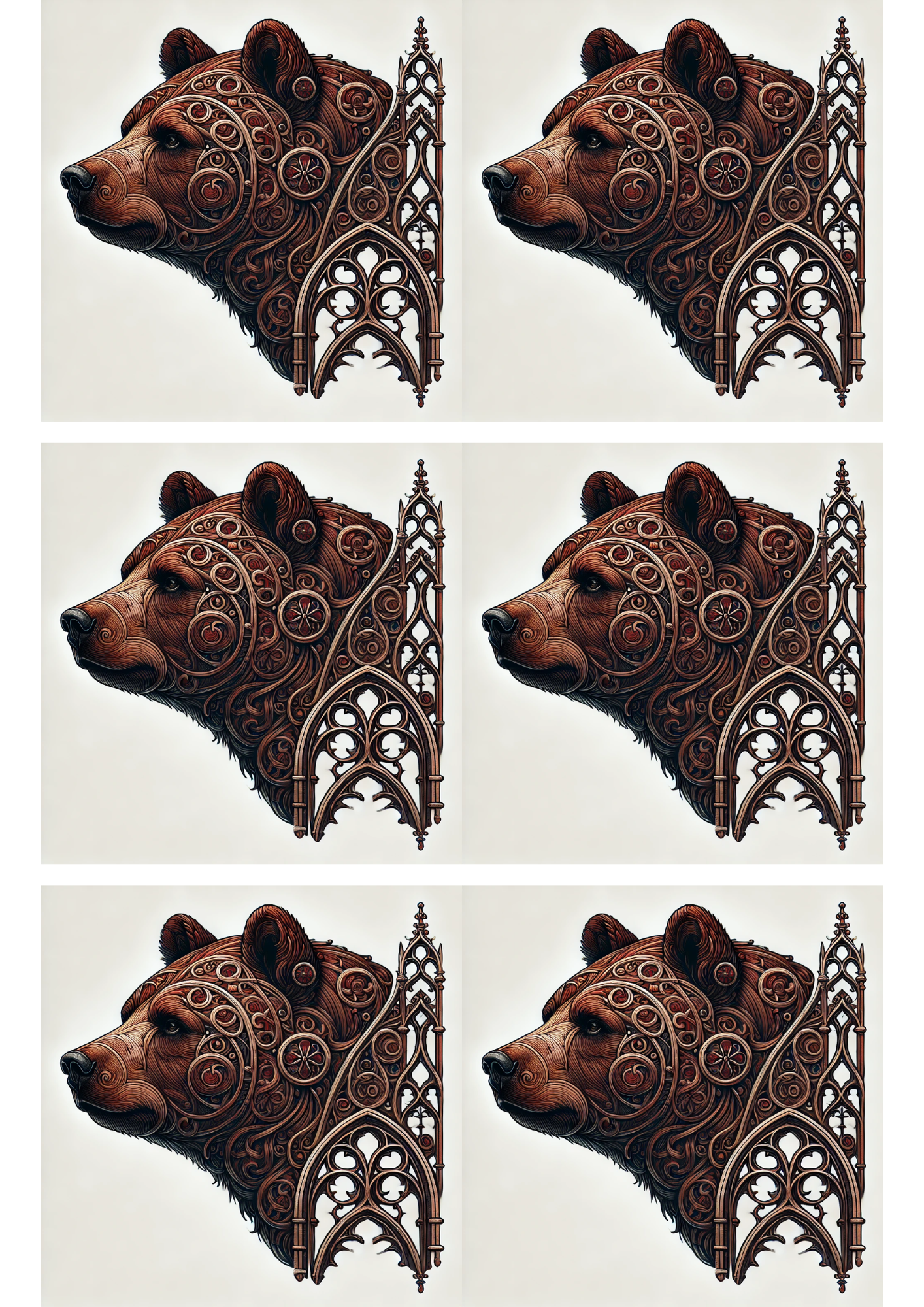 Reispapier für Decoupage-Bär-Collage im Gothic-Stil, Kat.-Nr. 1698