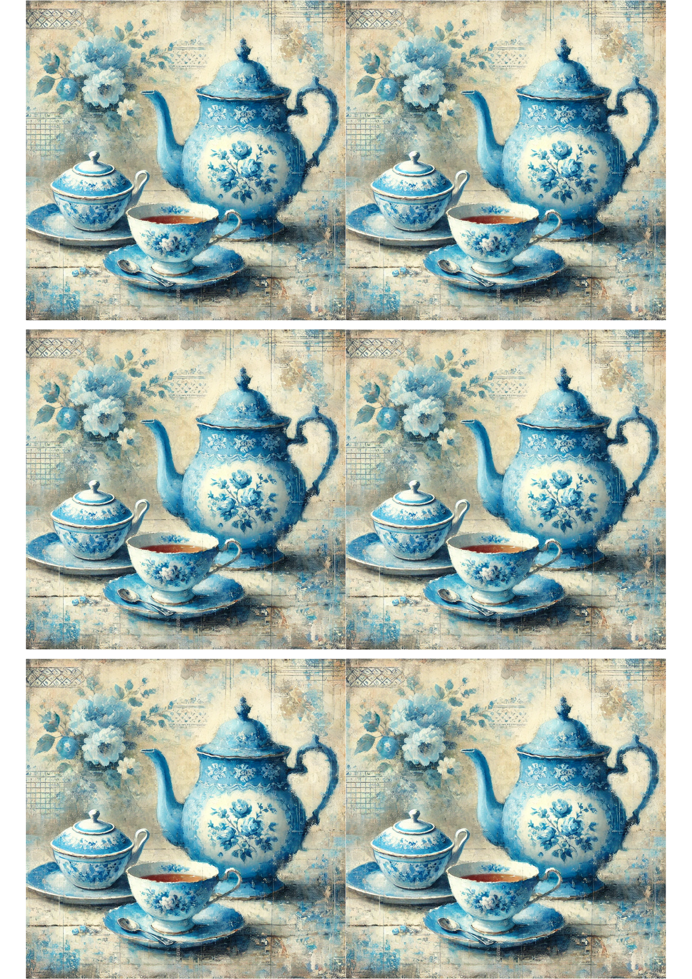 Reispapier für Decoupage Blaue chinesische Porzellancollage Kat. Nr. 1770