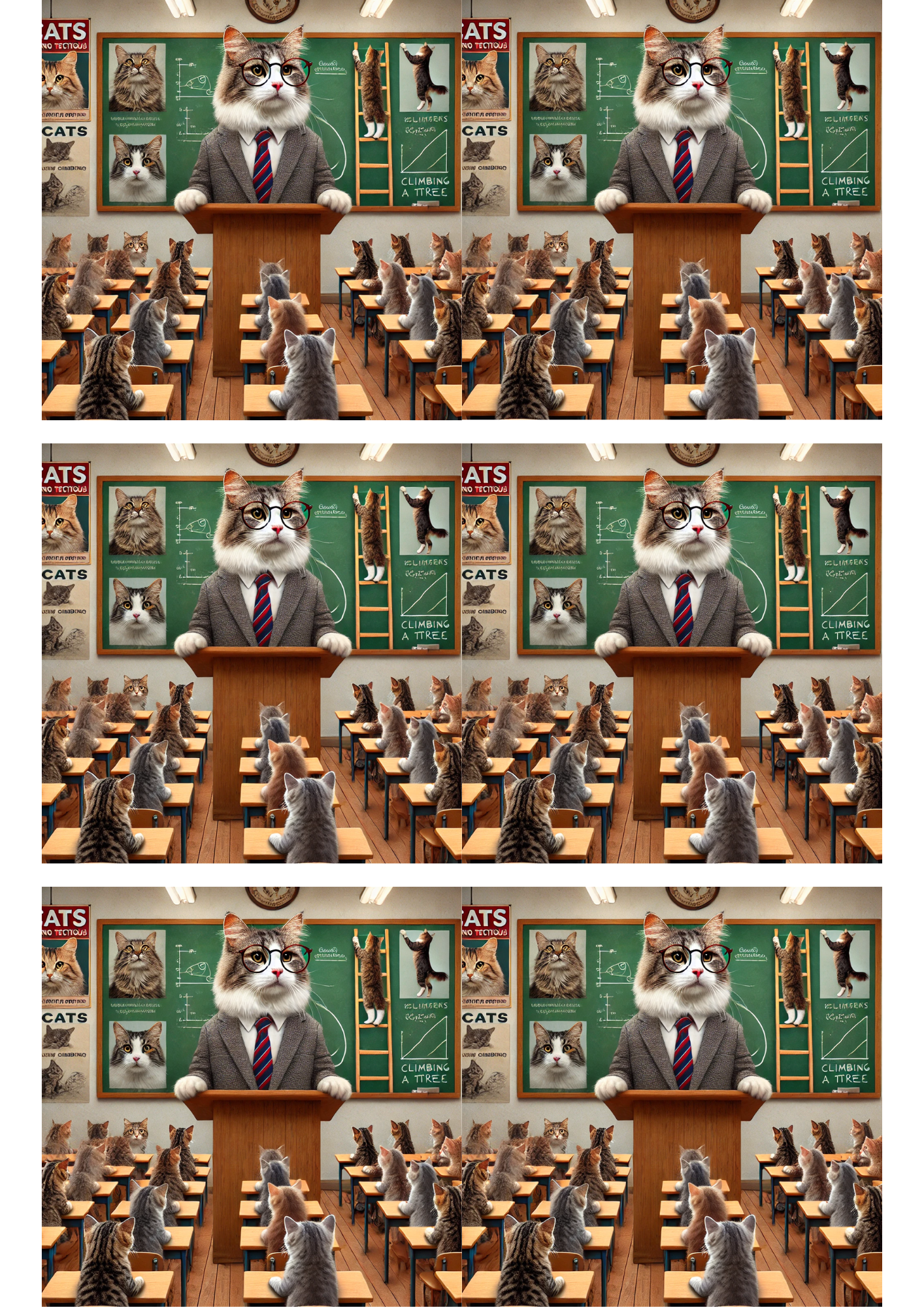 Reispapier für Decoupage, Katzenlehrerin unterrichtet kleine Kätzchen, Collage, Kat. Nr. 2807