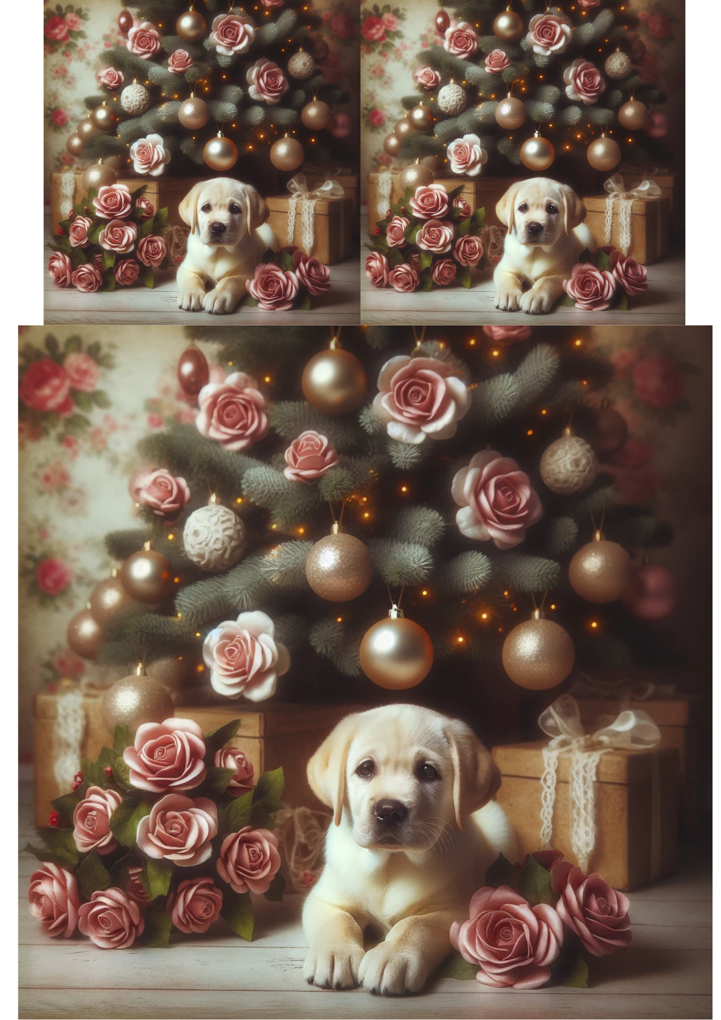 Reispapier für Decoupage Labrador Weihnachtsbaum Collage Katze Nr. 755