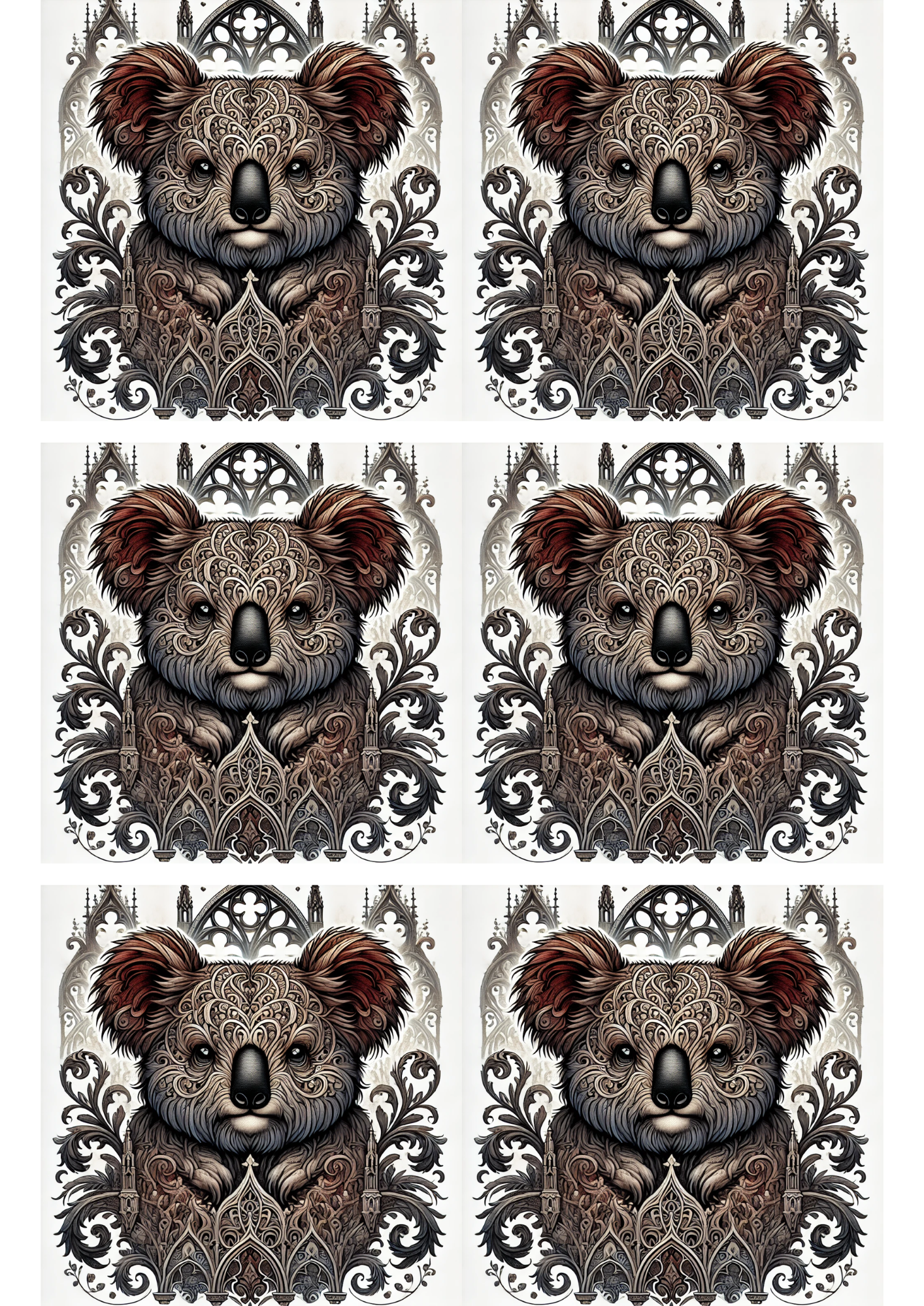 Reispapier für Decoupage Coala Bear Gothic Style Collage Kat. Nr. 1704