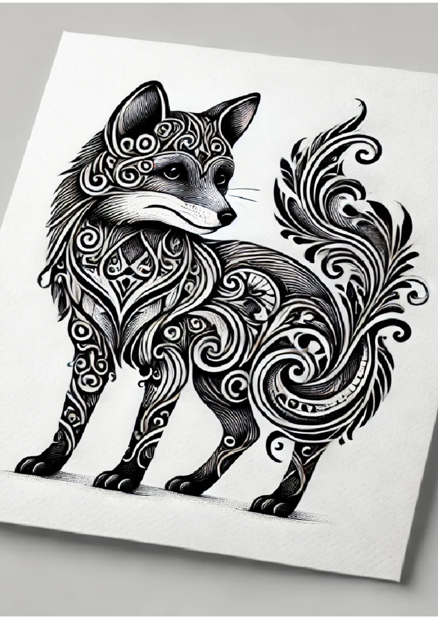 Reispapier für Decoupage Fuchs im gotischen Stil, vollständige Kat.-Nr. 1434