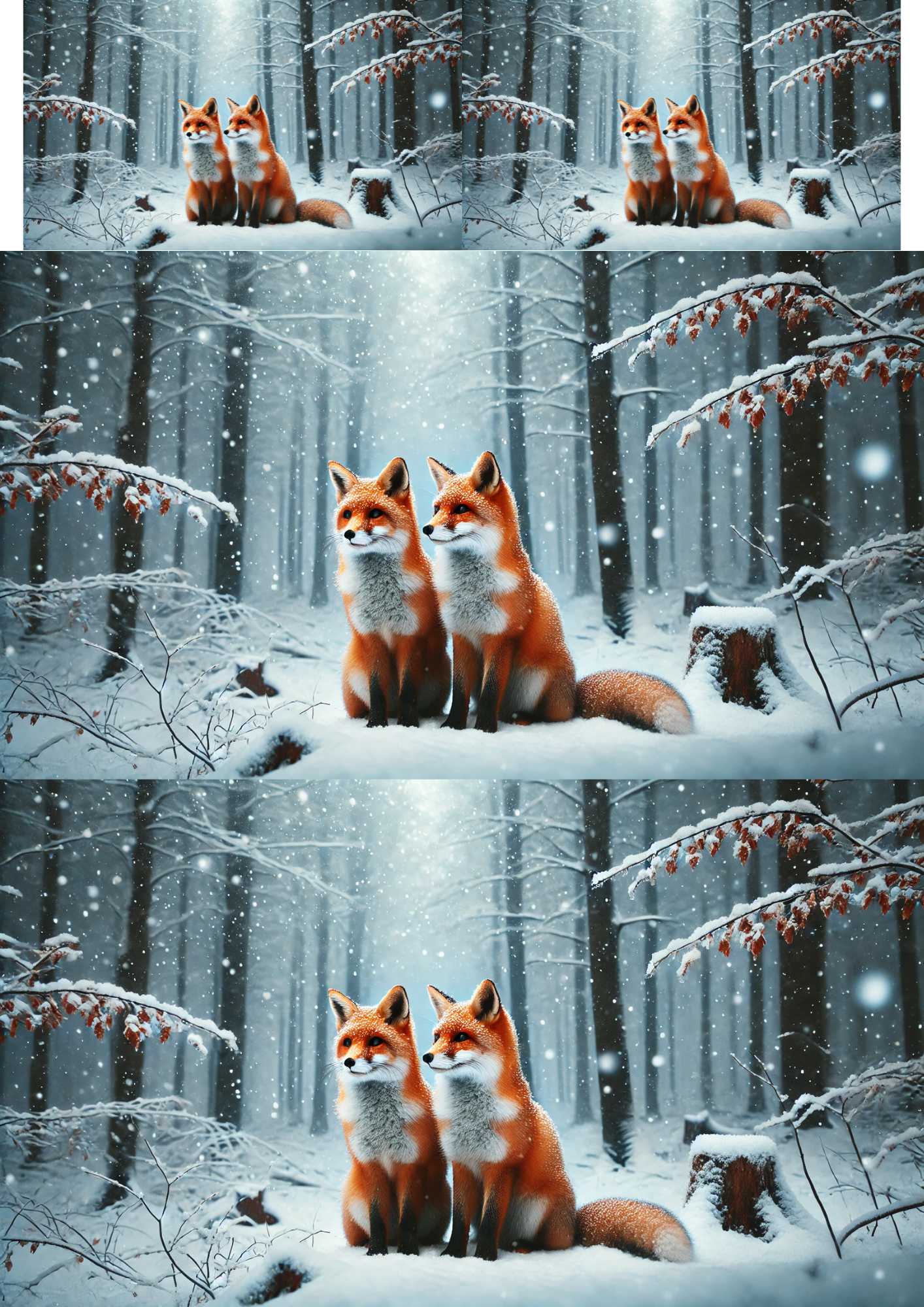Reispapier für Decoupage Füchse im Winterwald 2 Collage Kat. Nr. 1902