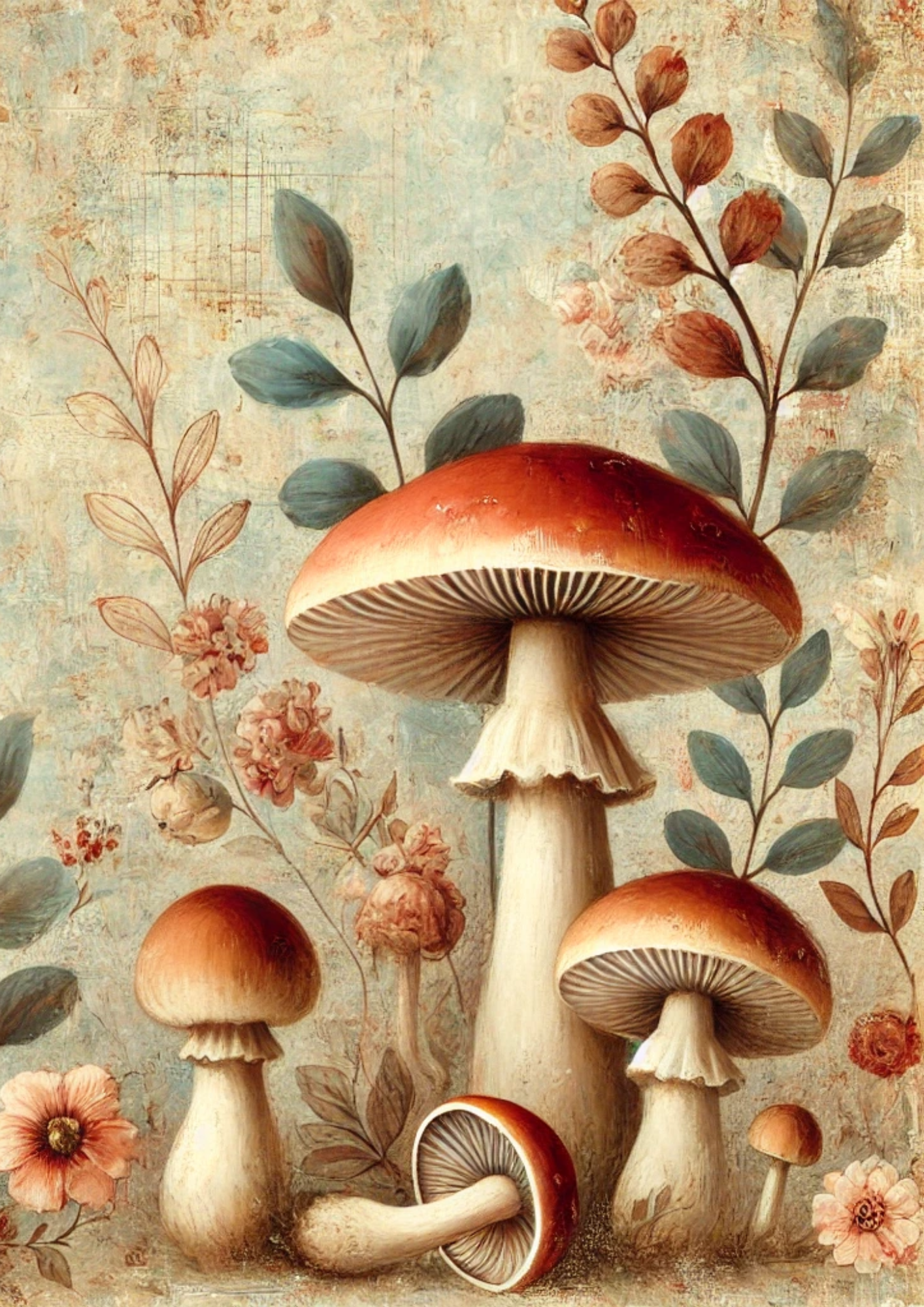 Reispapier für Decoupage Pilze Shabby Chic Full Kat. Nr. 2822
