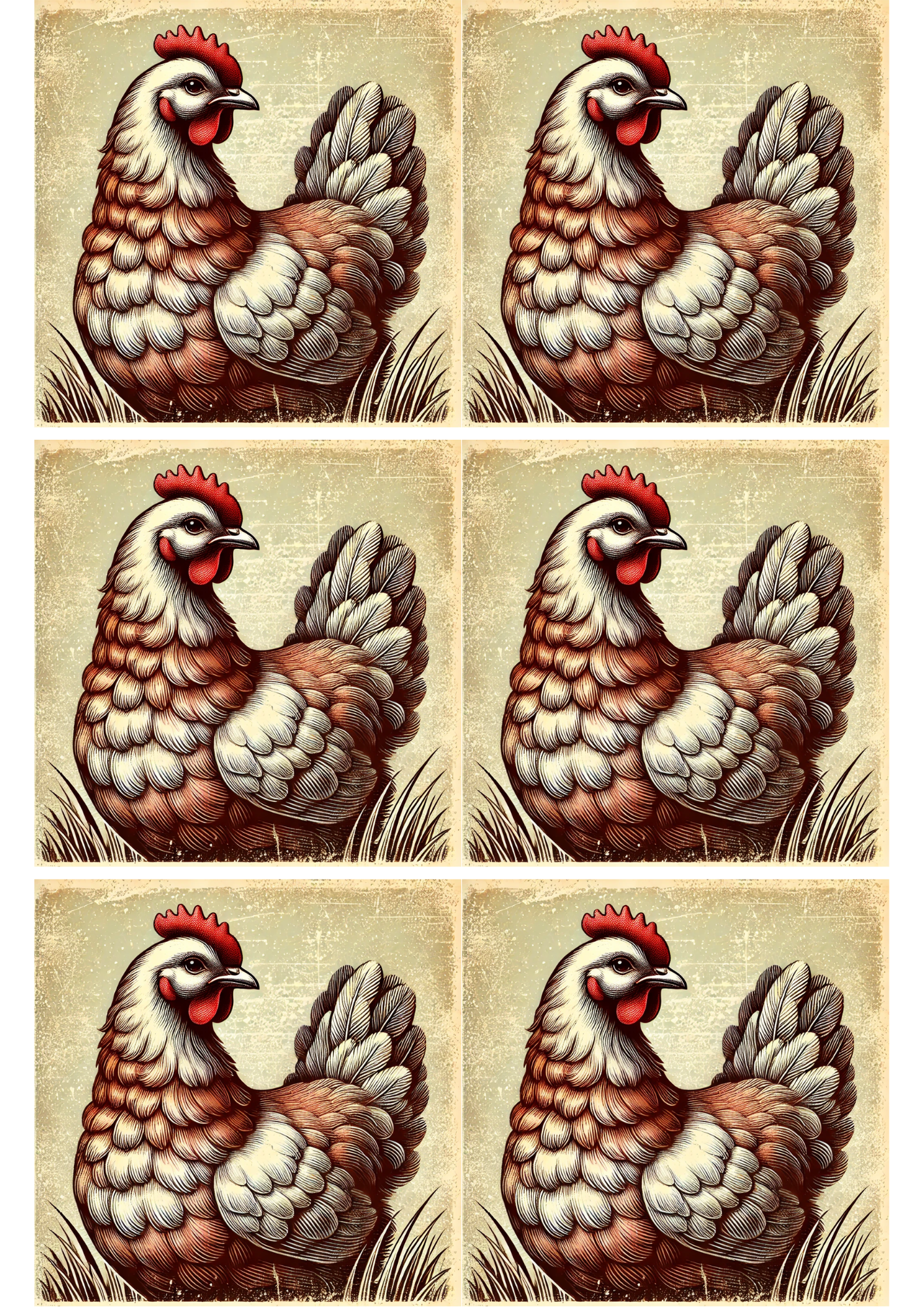 Reispapier für Decoupage-Hühnercollage Kat. Nr. 1952