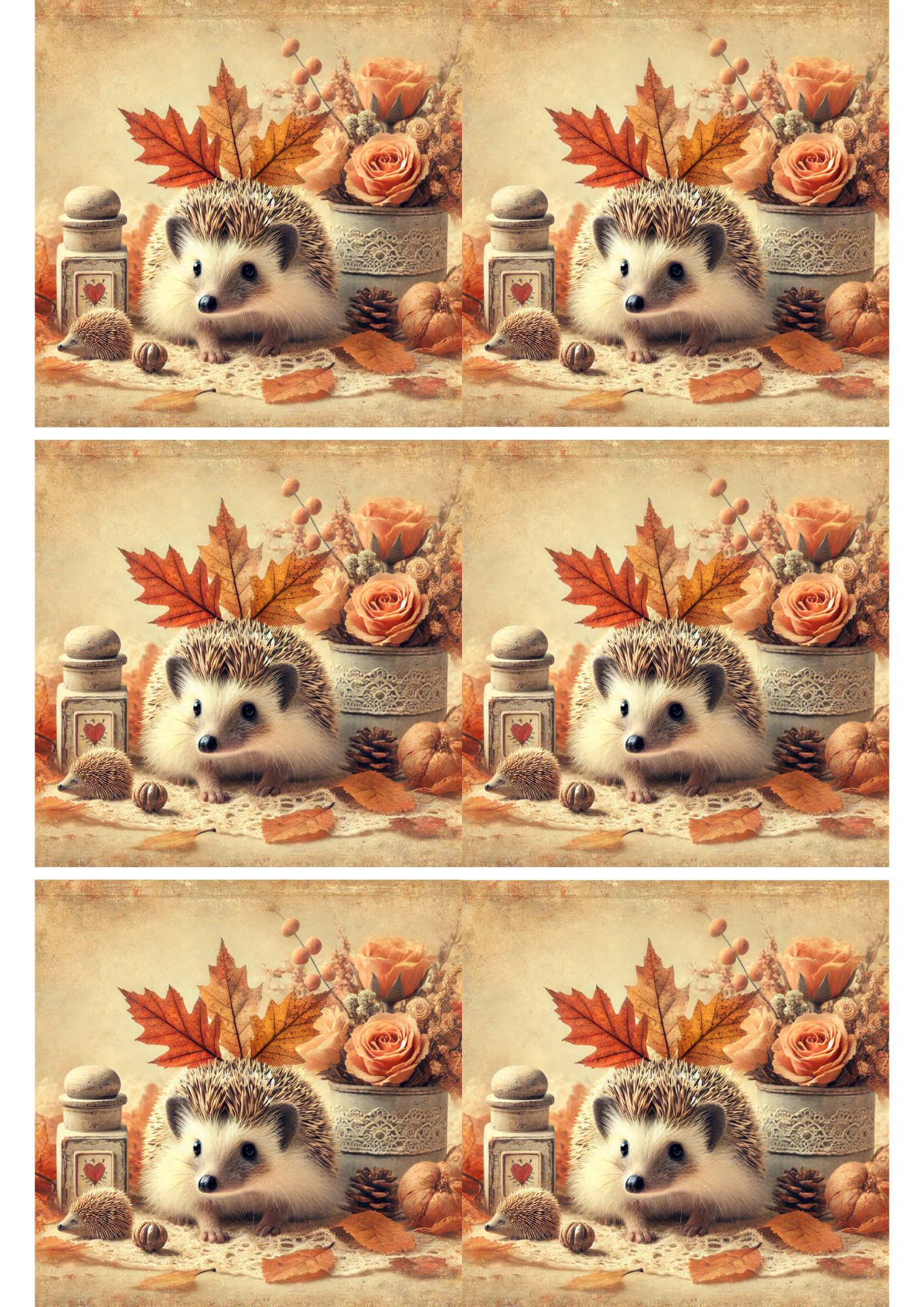 Reispapier für Decoupage Igel Herbstcollage Kat. Nr. 2589
