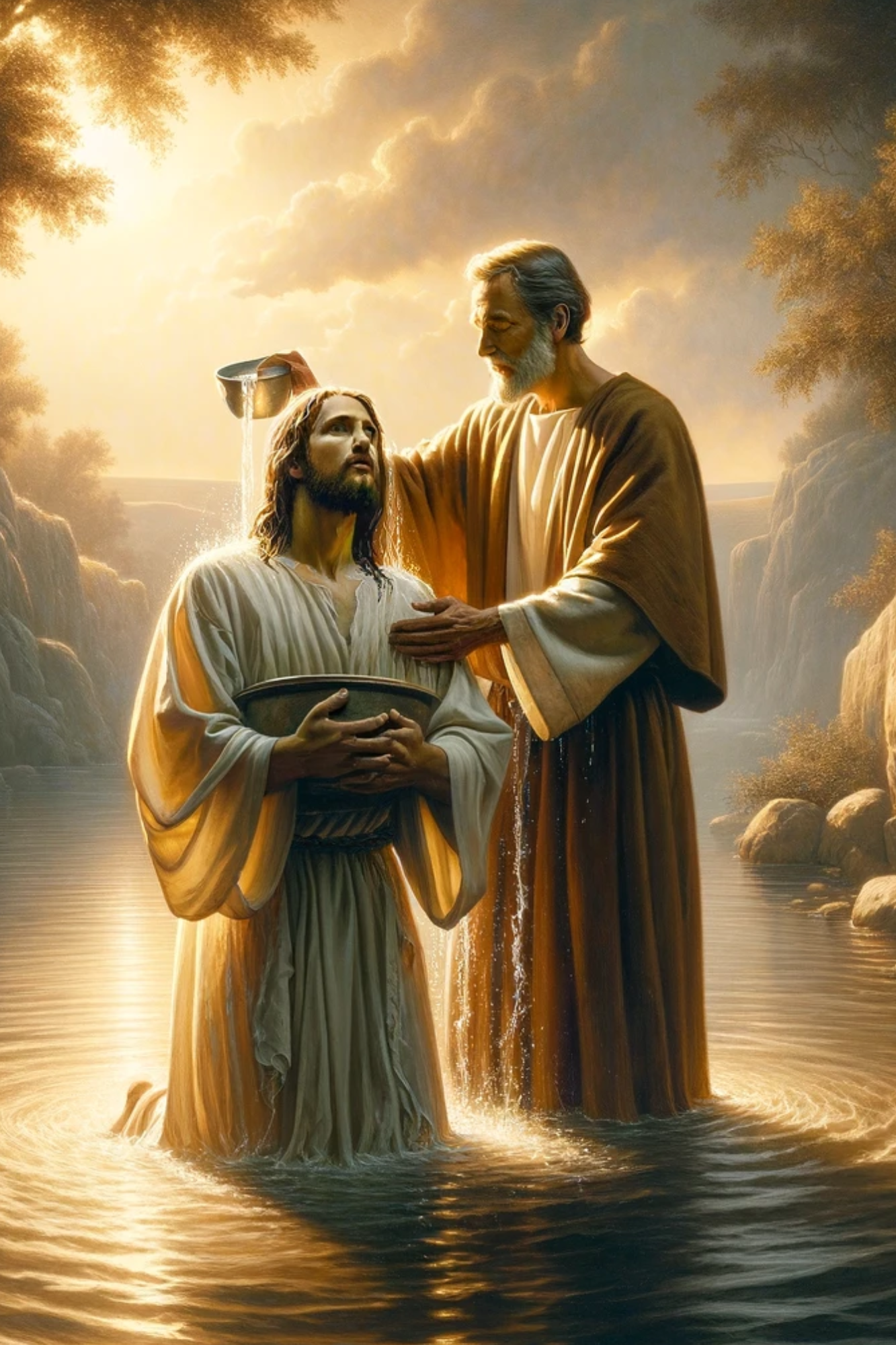 Rice Paper for Decoupage Jesus Baptized by Saint John Full Cat. No. 570