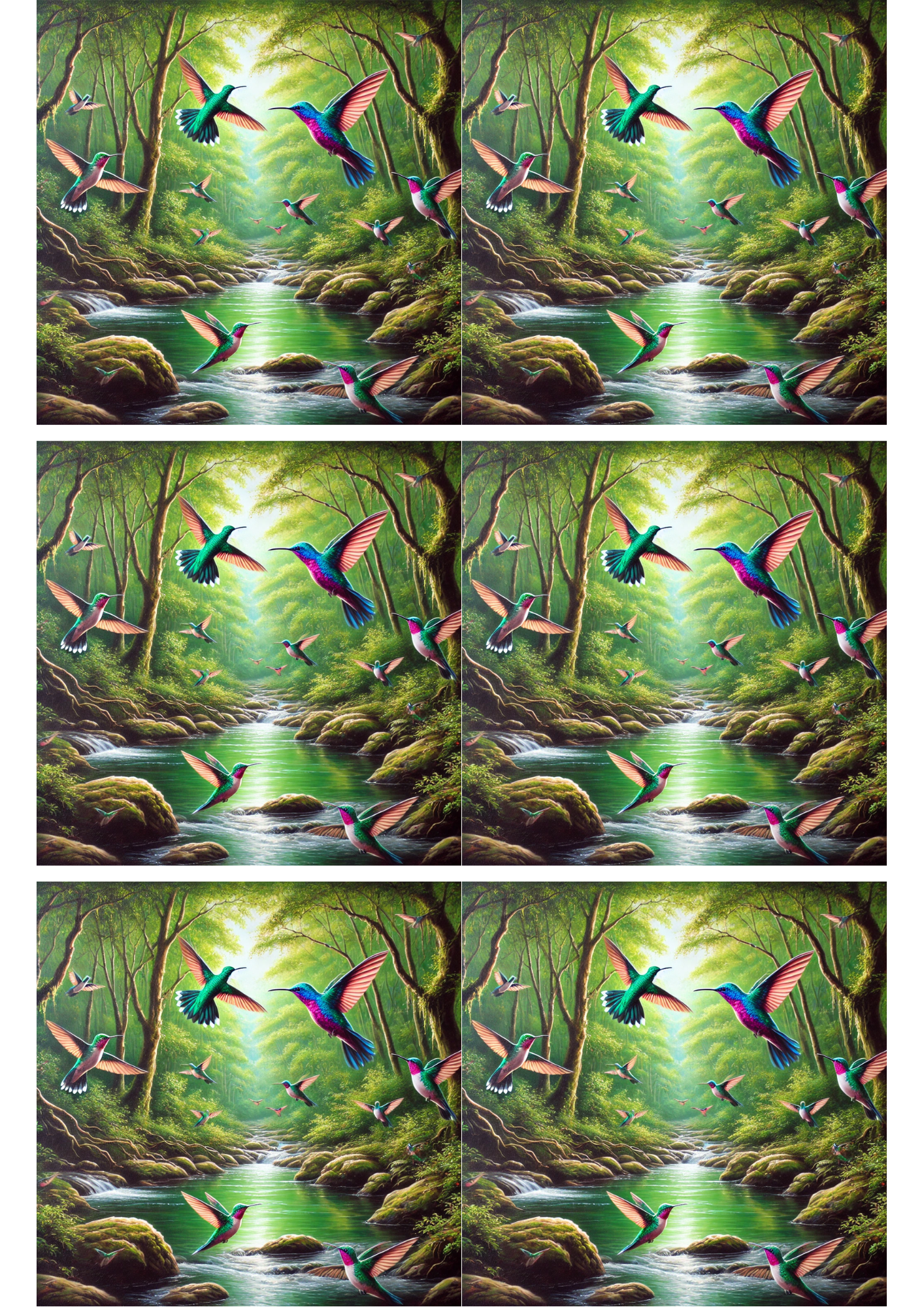 Reispapier für Decoupage-Collage „Kolibri über Fluss“ Kat. Nr. 2014