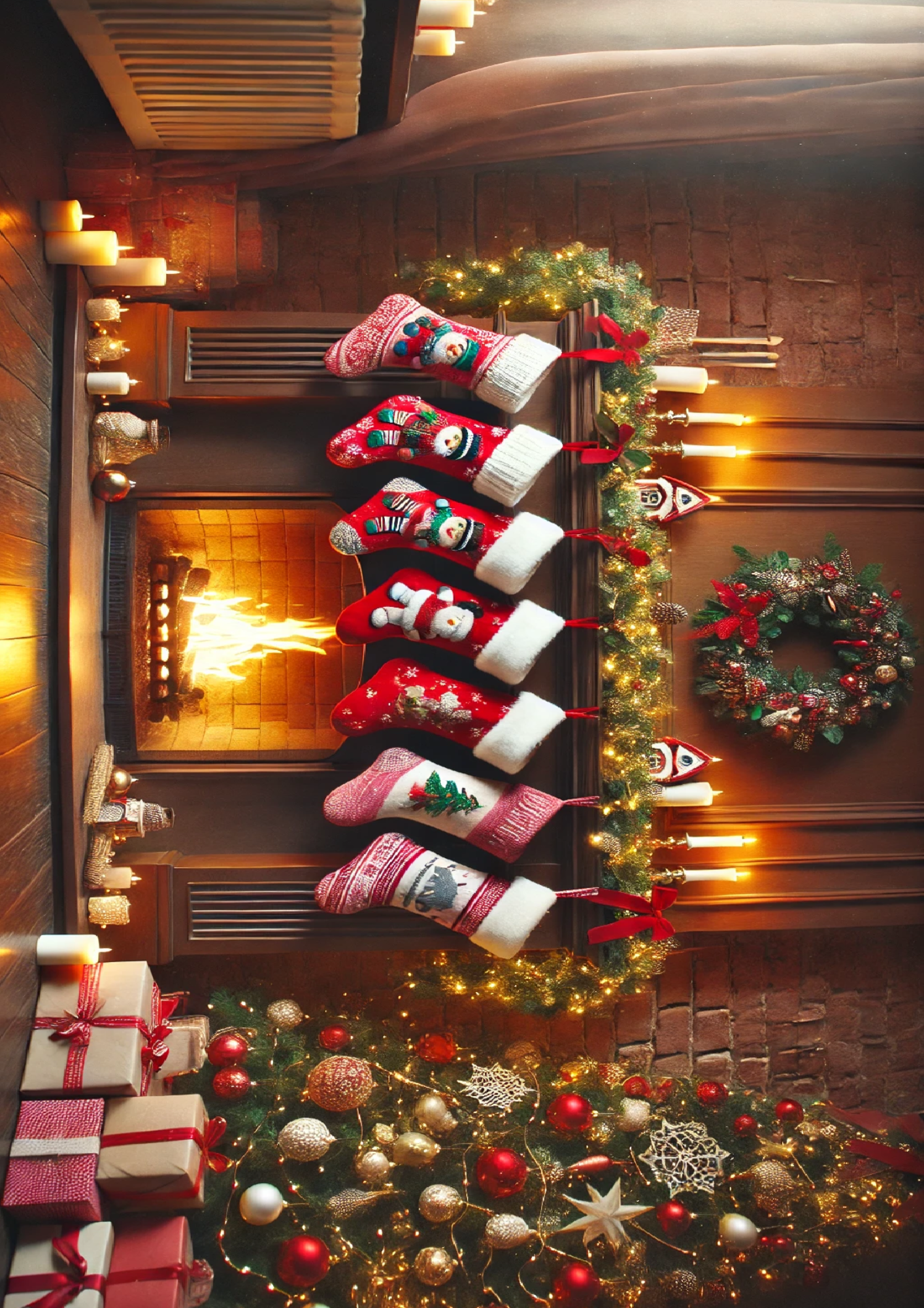 Rice Paper for Decoupage Fireplace With Hanging Stockings For Gifts Full Cat. No. 1525