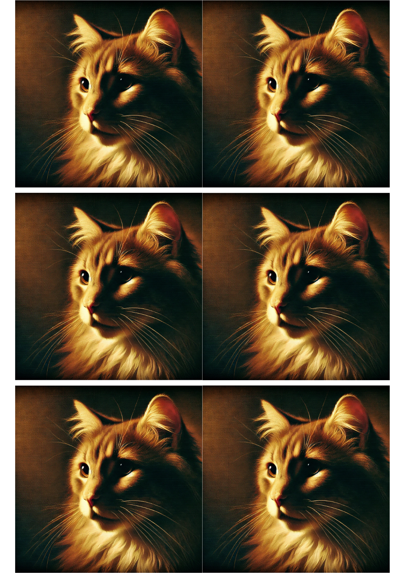Reispapier für Decoupage-Katze im Rembrandt-Stil Collage Kat. Nr. 2032