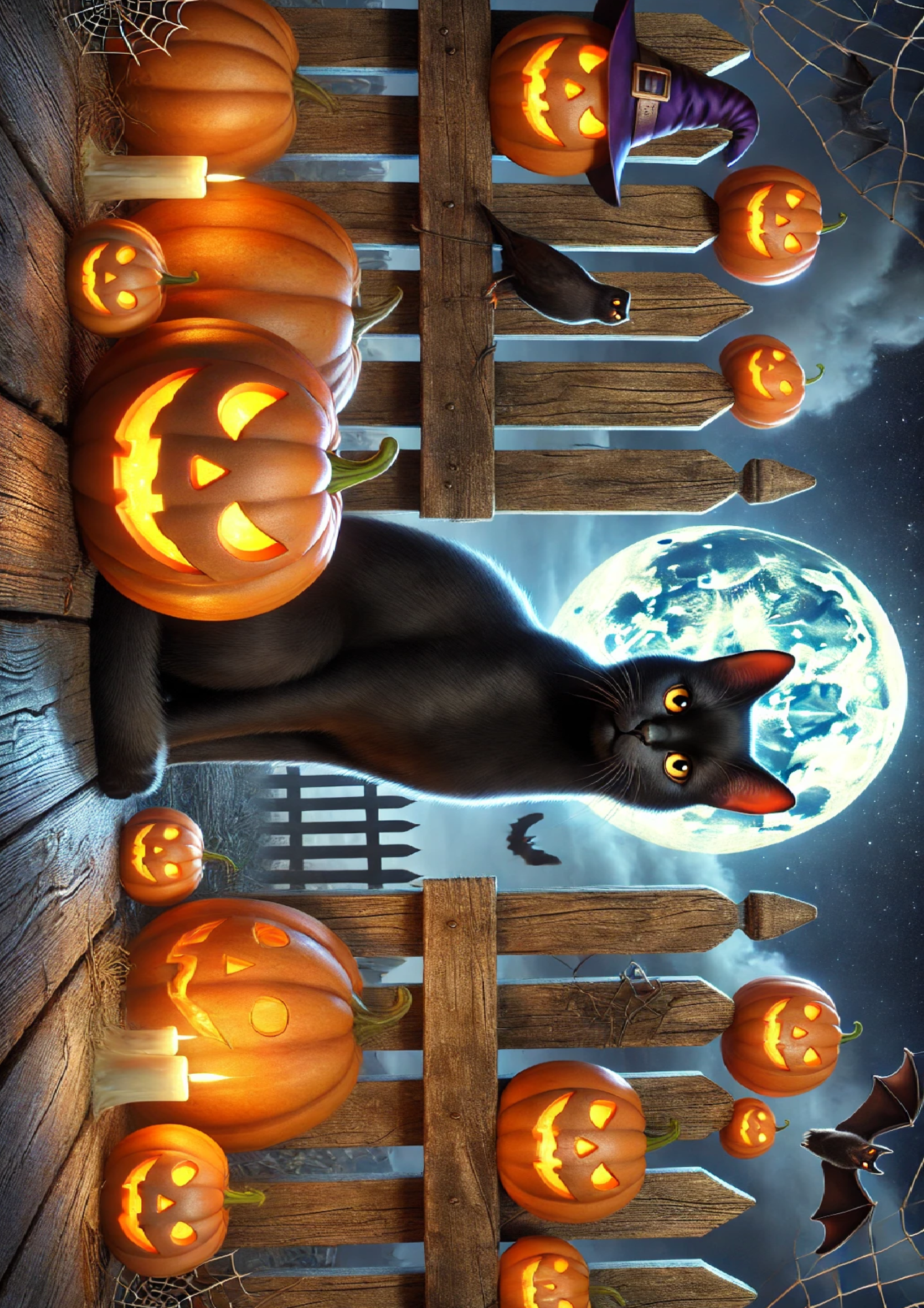 Reispapier für Decoupage Halloween Katze und Kürbisse Volle Kat. Nr. 1615