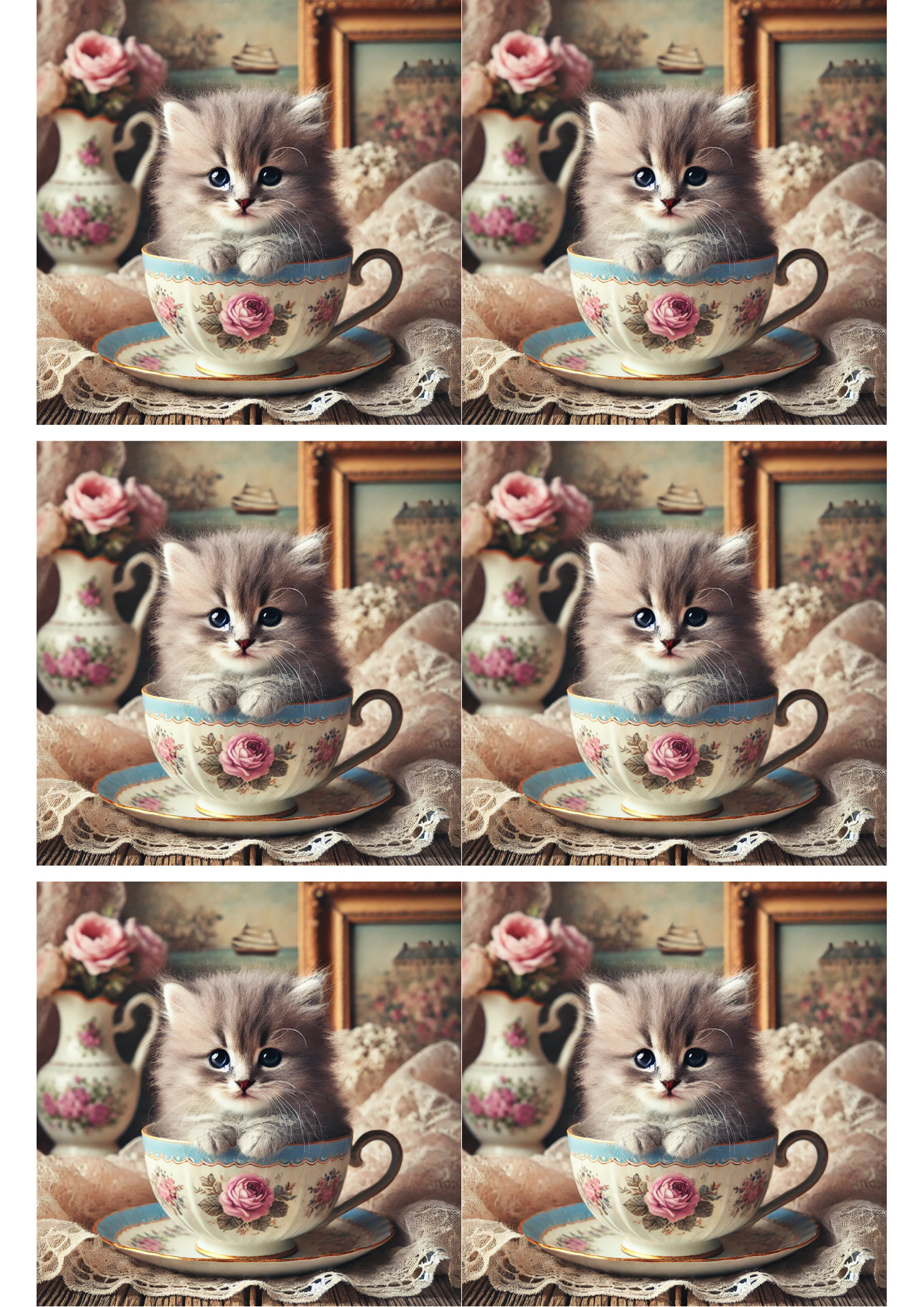 Reispapier für Decoupage-Collage „Kätzchen in einer Tasse“, Kat.-Nr. 2034
