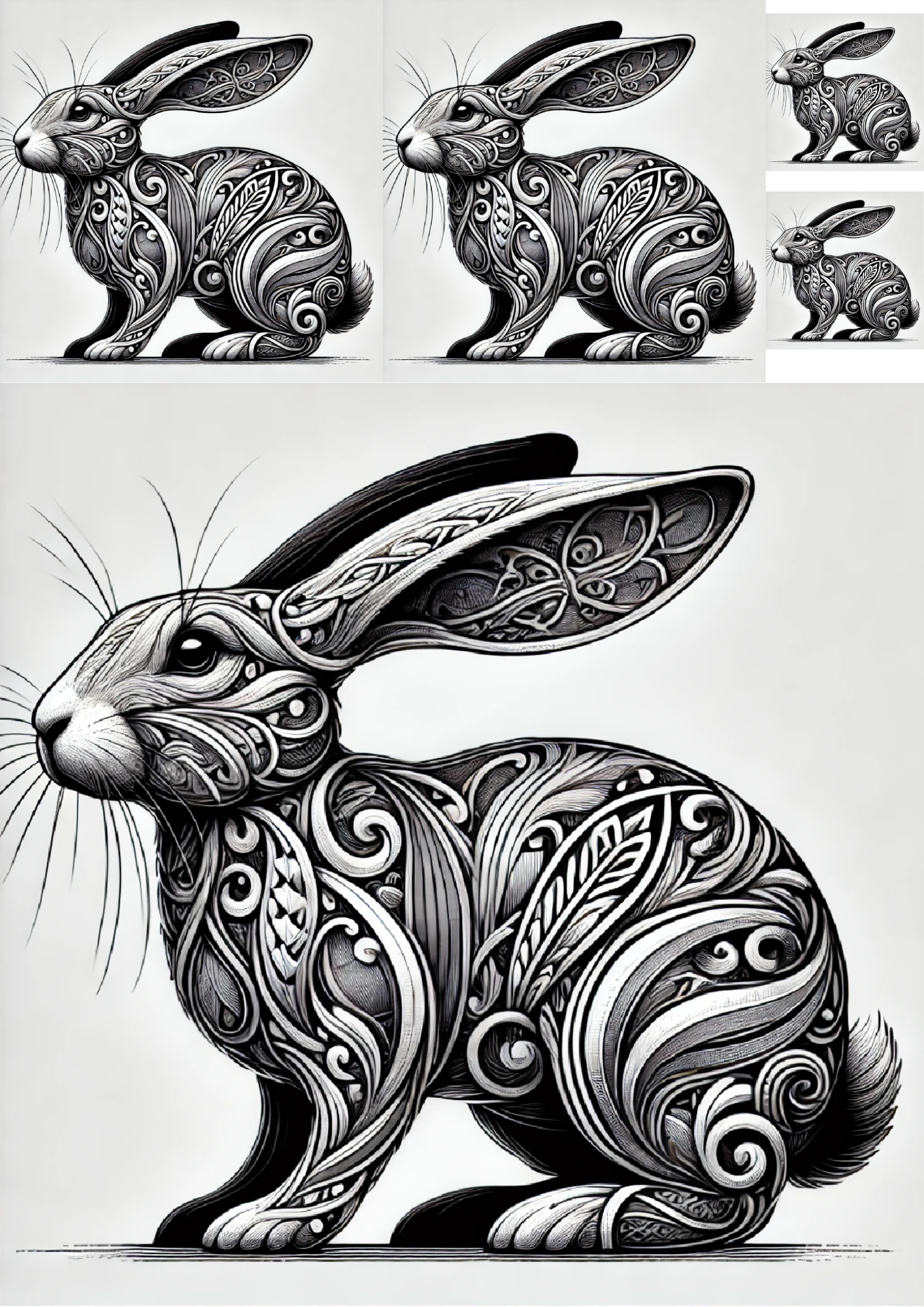Reispapier für Decoupage-Hase im gotischen Stil Collage Kat. Nr. 1439