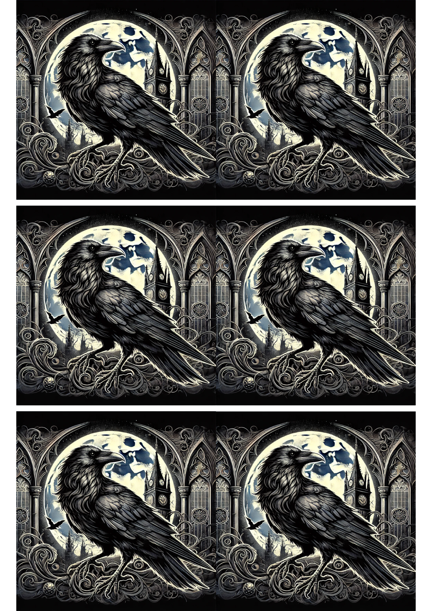 Reispapier für Decoupage Rabe im Gothic-Stil 2 Collage Kat. Nr. 2603