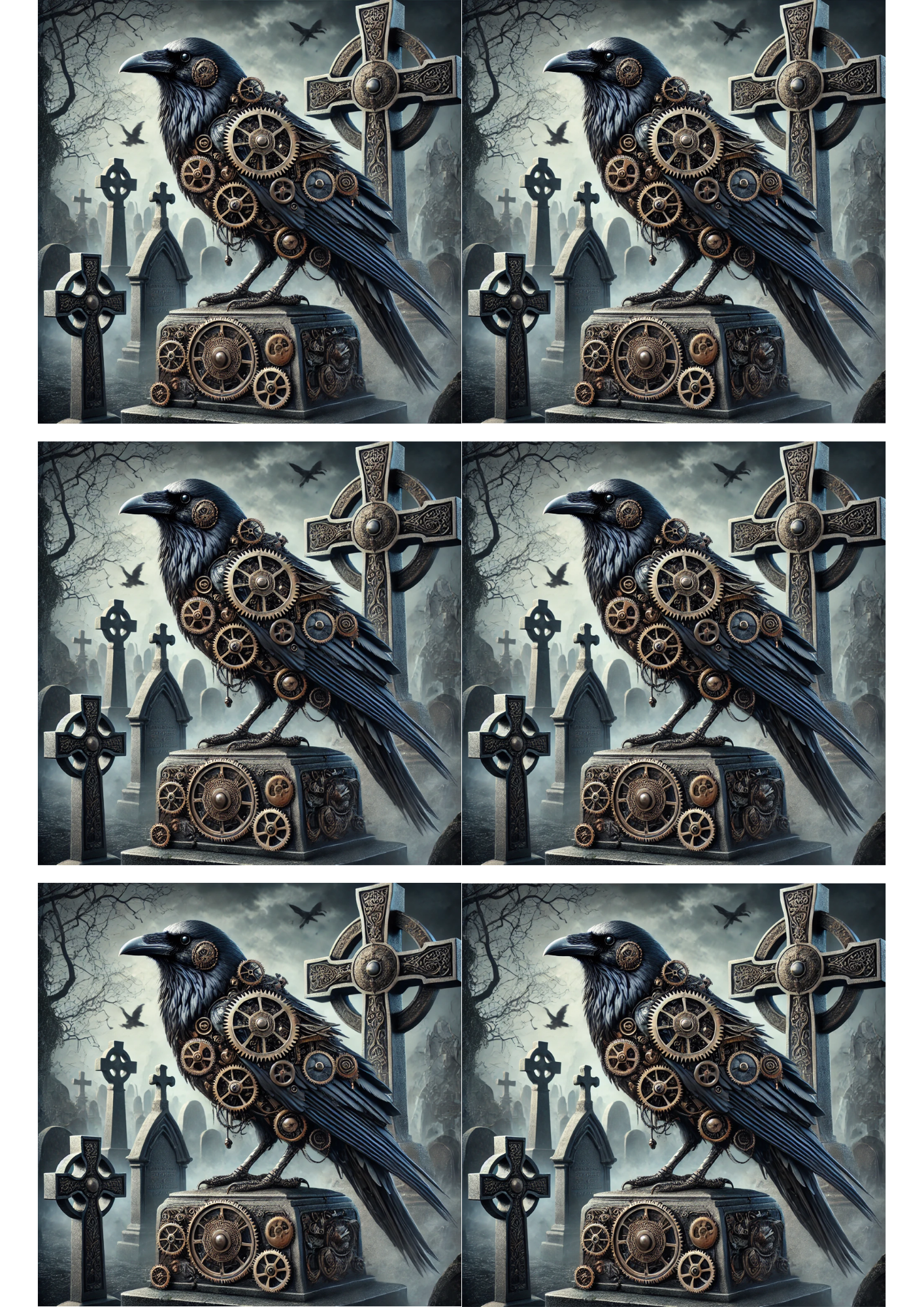 Reispapier für Decoupage Rabe Halloween Steampunk Collage Kat. Nr. 2847