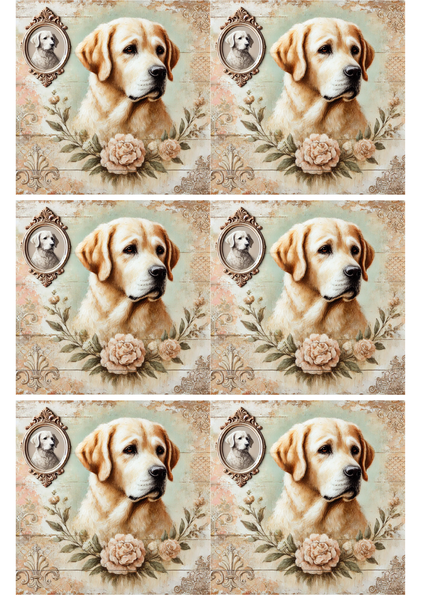 Reispapier für Decoupage Labrador Shabby Chic Collage, Kat. Nr. 2064