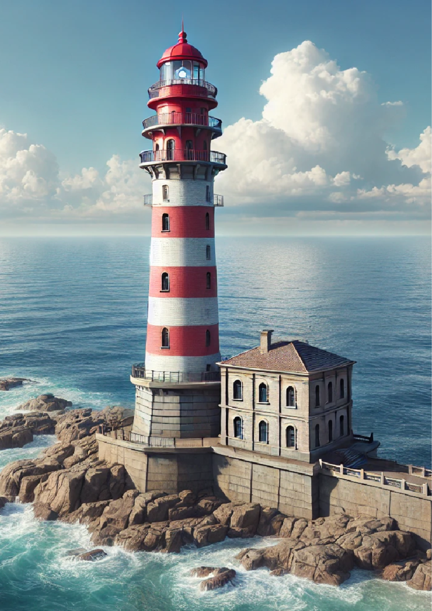 Reispapier für Decoupage Leuchtturm auf Wellenbrecher Voll Kat. Nr. 1318