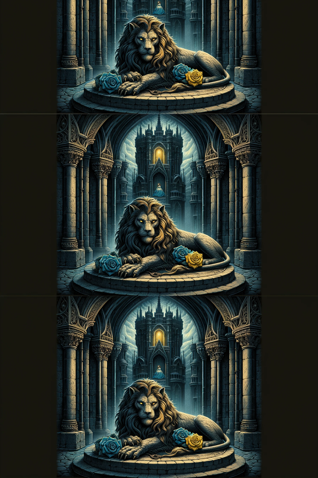 Rice Paper For Decoupage Lion Gothic Roses Princess Collage Cat. No. 185