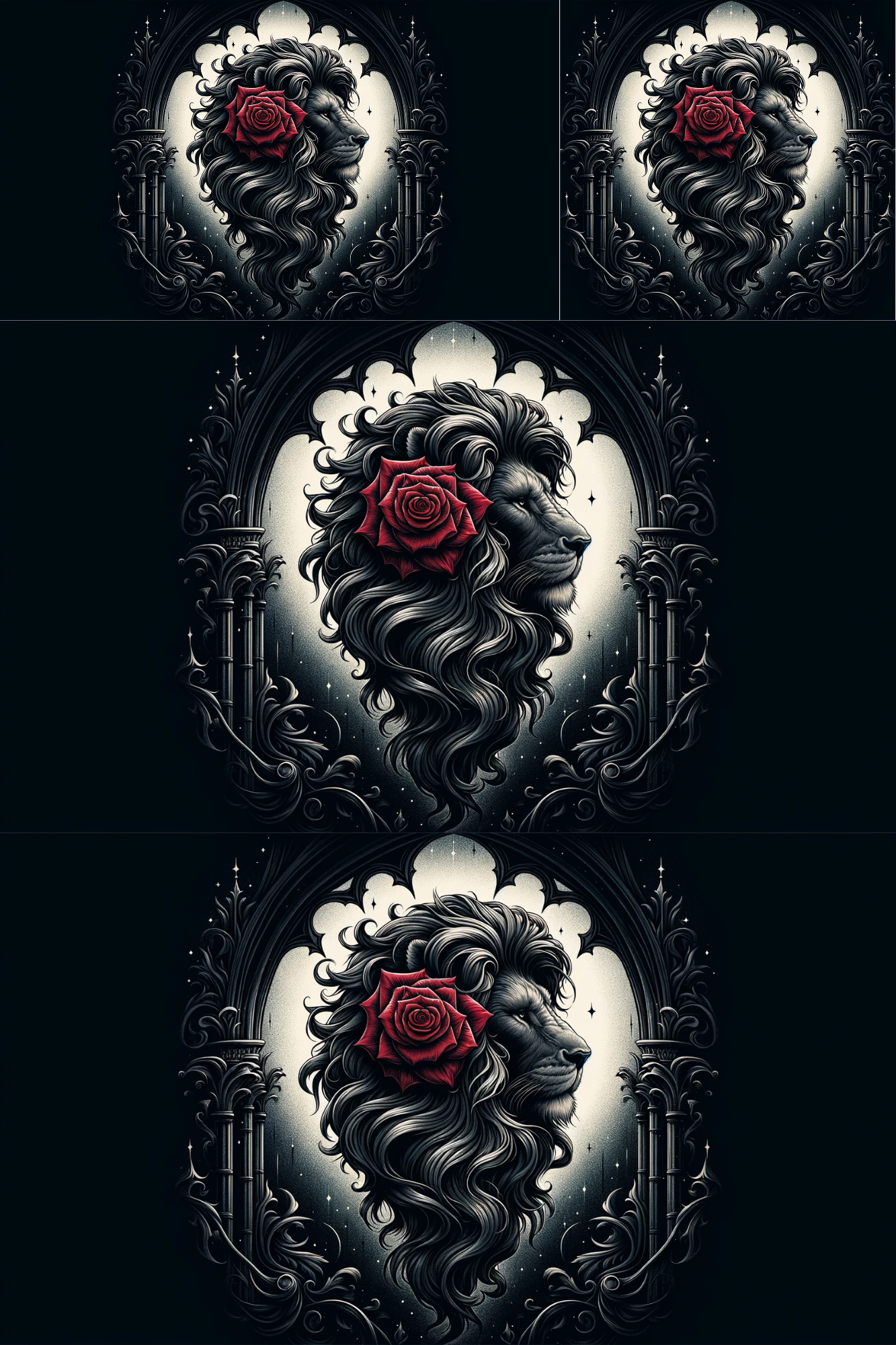 Reispapier für Decoupage Löwe Gothic Rose Collage Kat. Nr. 187