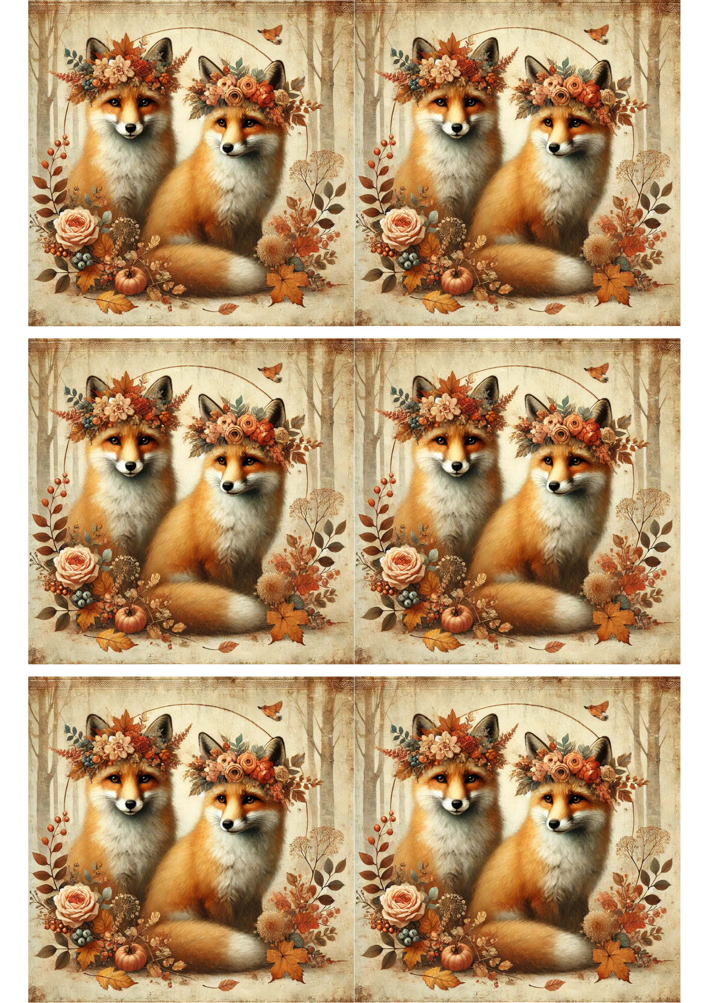 Reispapier für Decoupage Füchse in Herbstcollage Kat. Nr. 2595