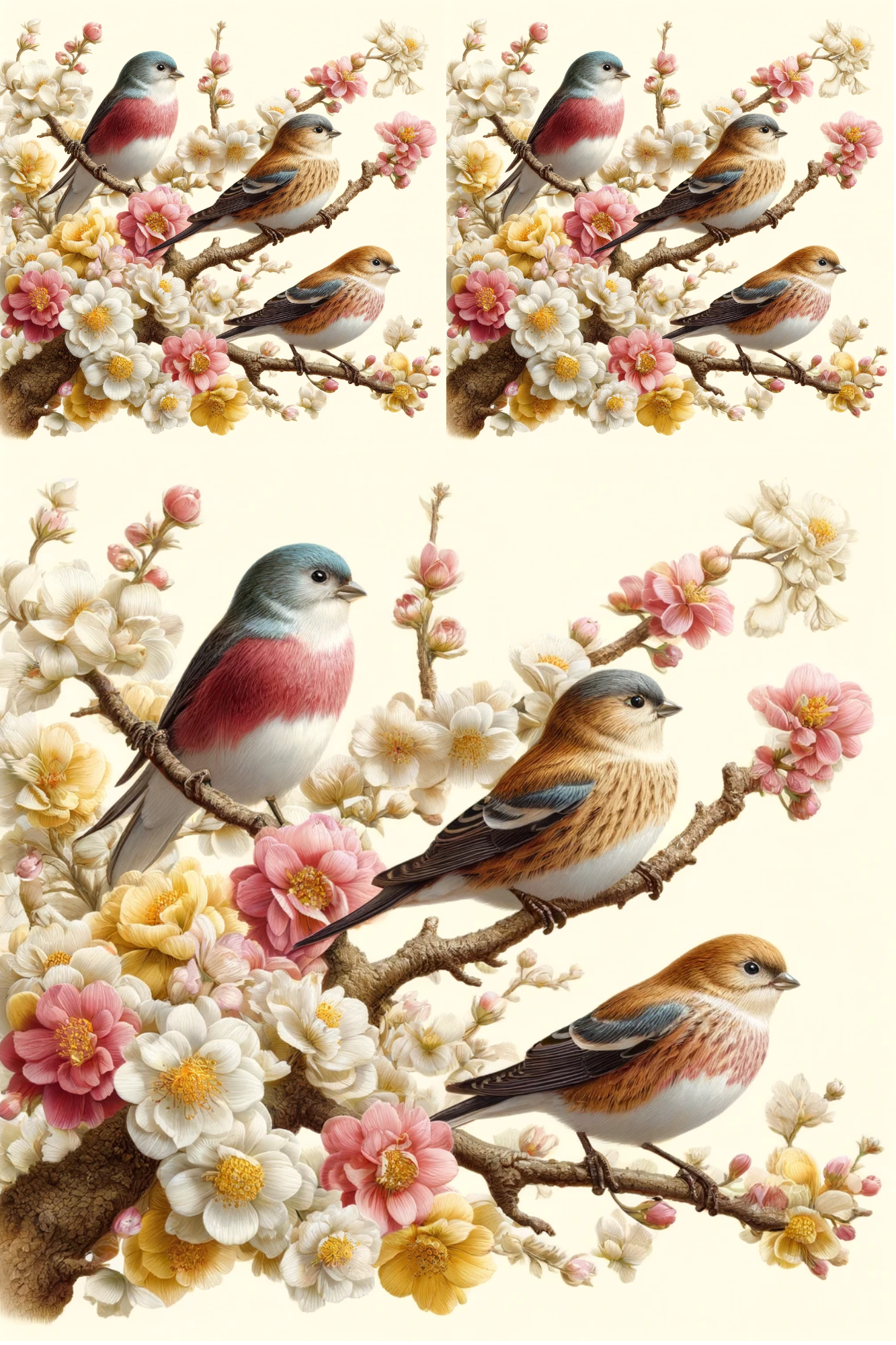 Reispapier für Decoupage, Makrele auf einem Sandelholzzweig, Kat. Nr. 201