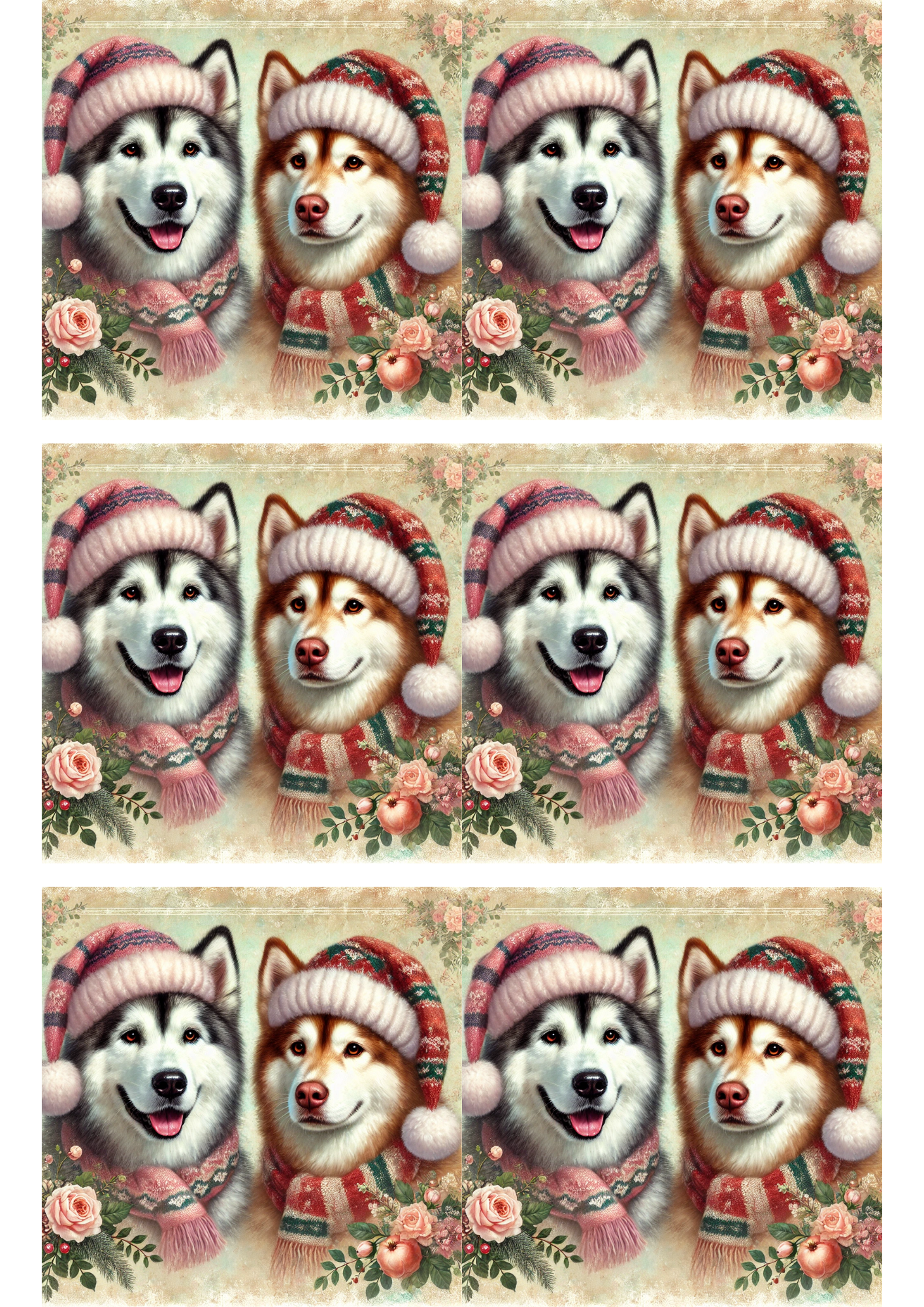 Reispapier für Decoupage-Collage „Malamutes in Hats“ Kat. Nr. 2867