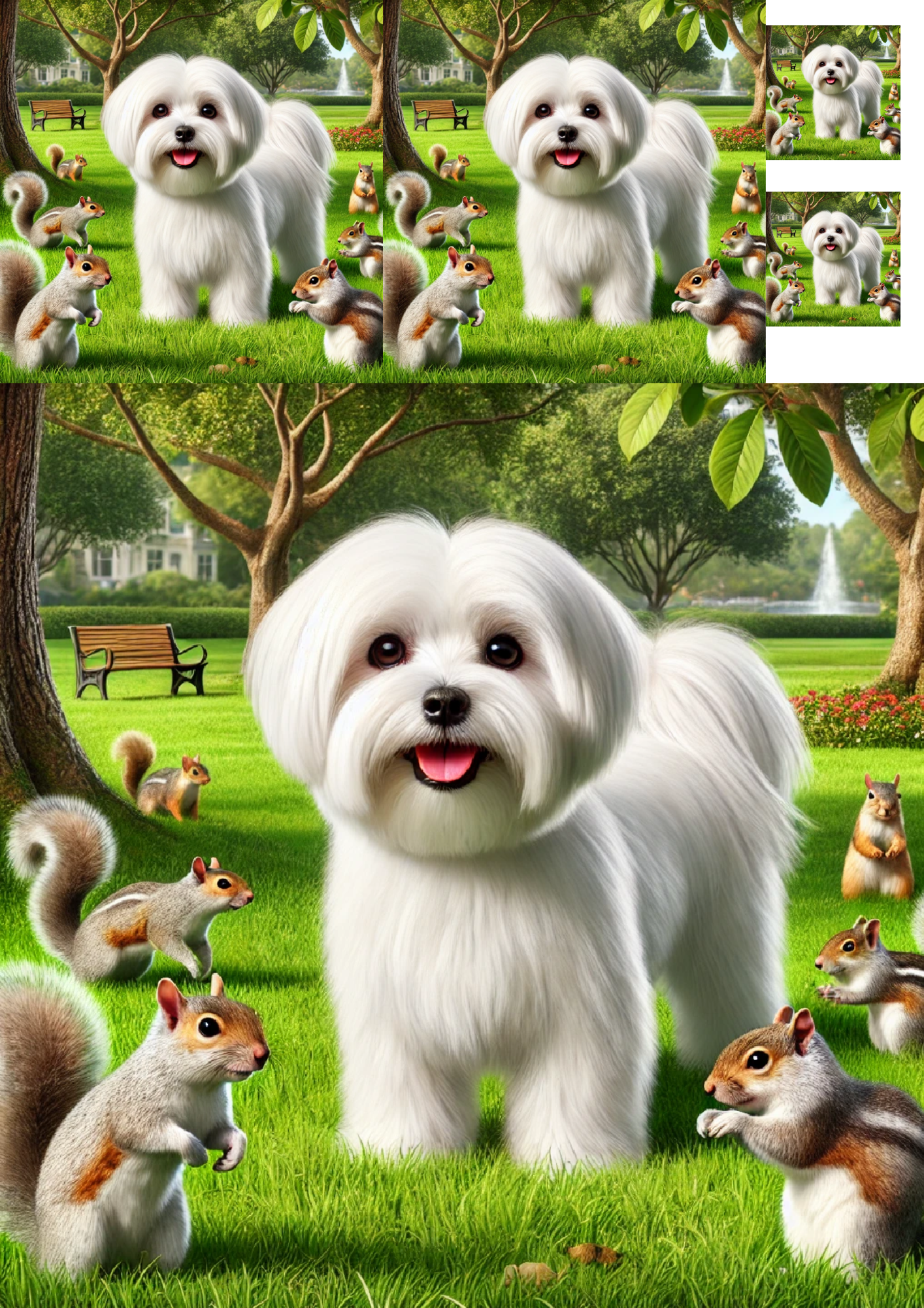 Reispapier für Decoupage-Collage „Malteser-Hund im Park“, Kat.-Nr. 1331