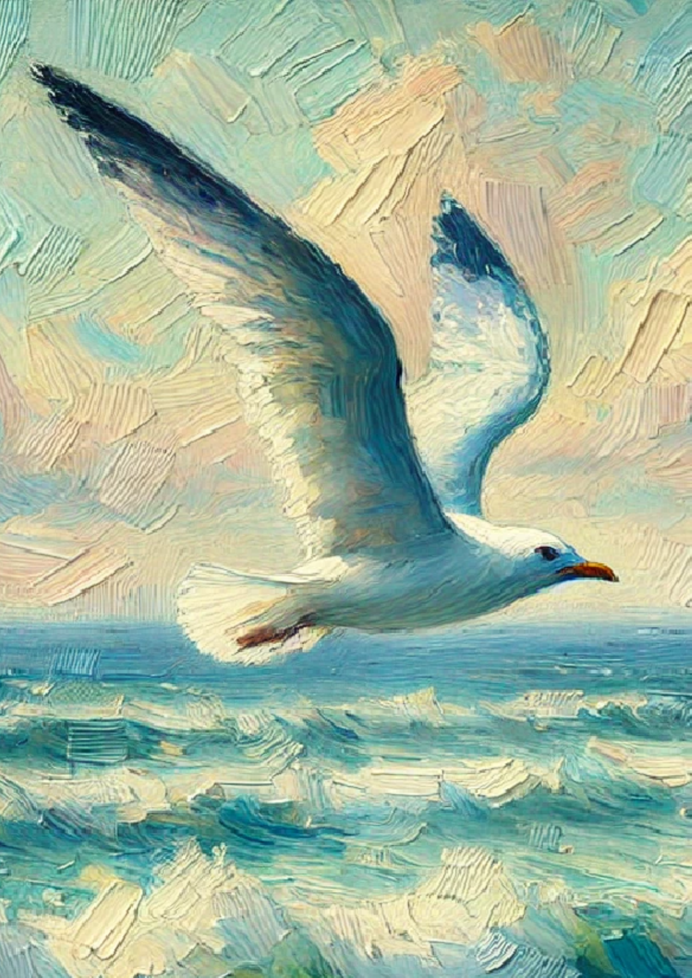 Reispapier für Decoupage Möwen am Meer Impressionismus Volle Kat. Nr. 1340