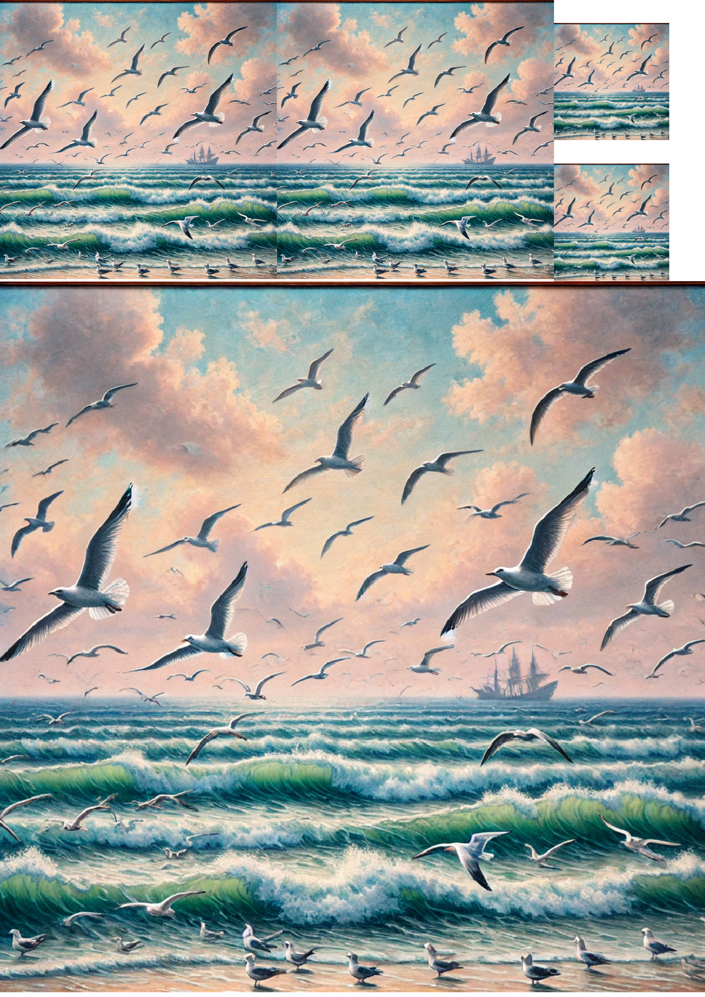 Reispapier für Decoupage-Collage „Möwen am Meer“, Kat. Nr. 1337