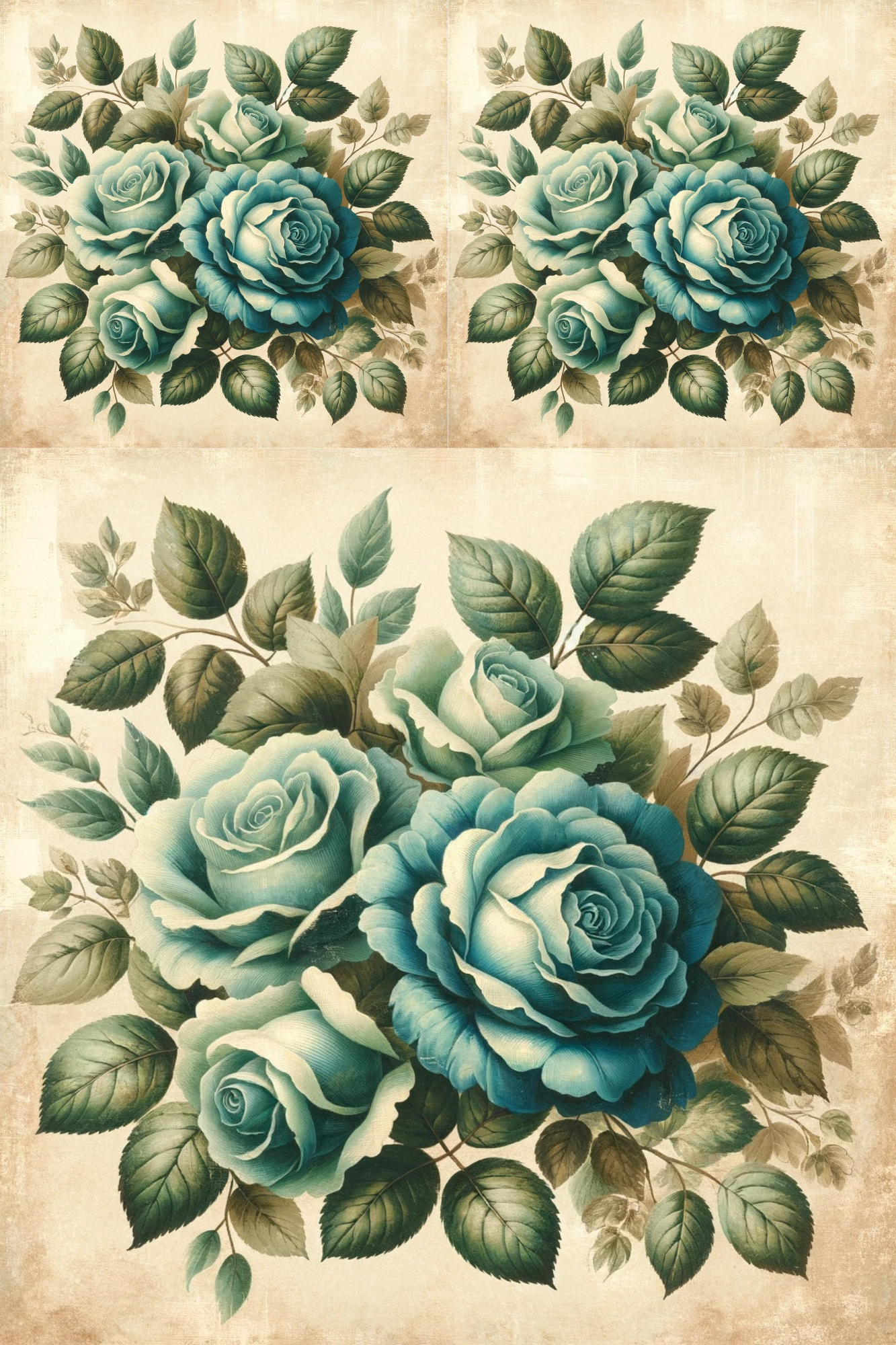 Rice Paper for Decoupage Blue Roses Vinatge Cat. No. 22