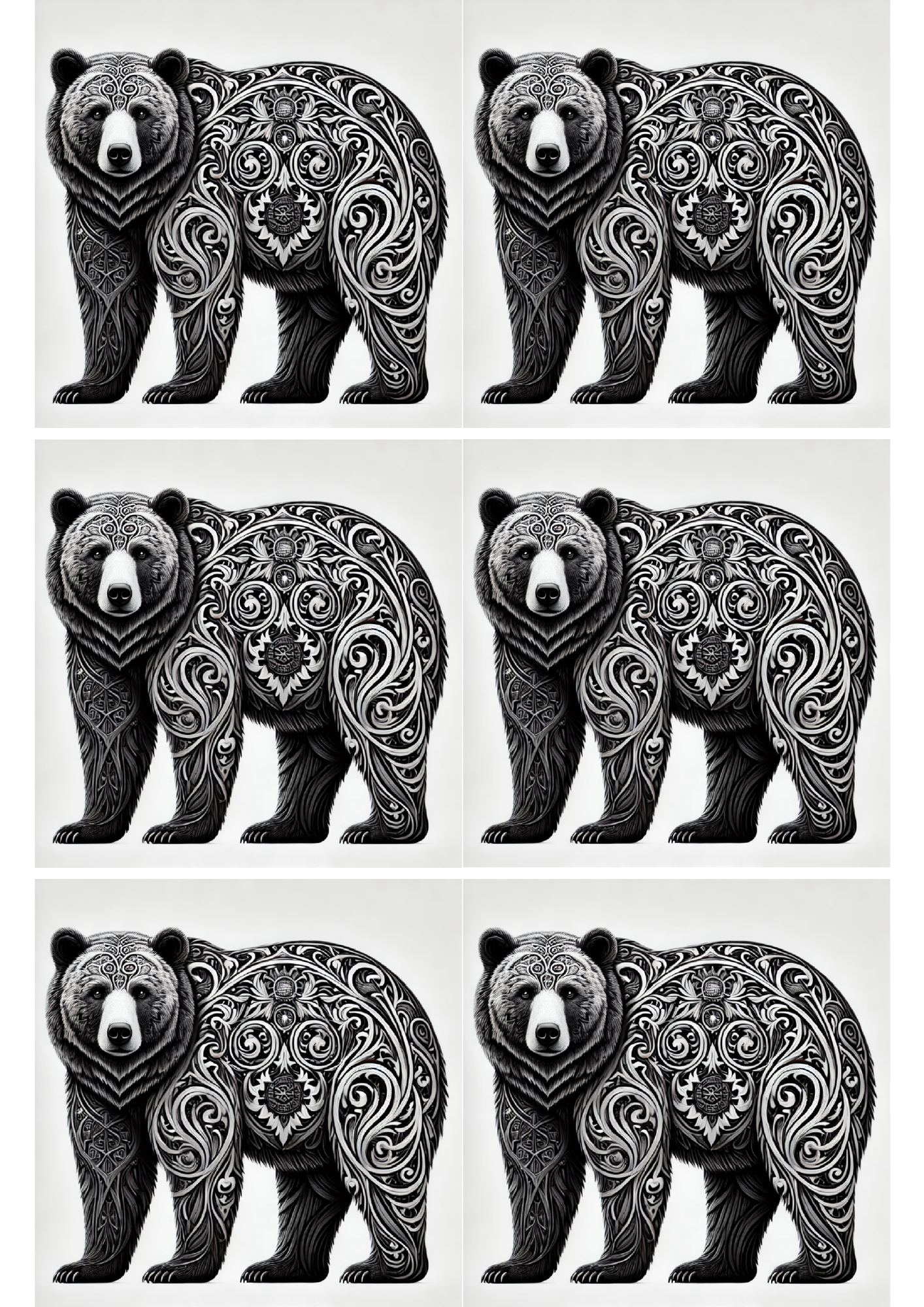 Reispapier für Decoupage-Bär im Gothic-Stil, Collage, Kat.-Nr. 2393