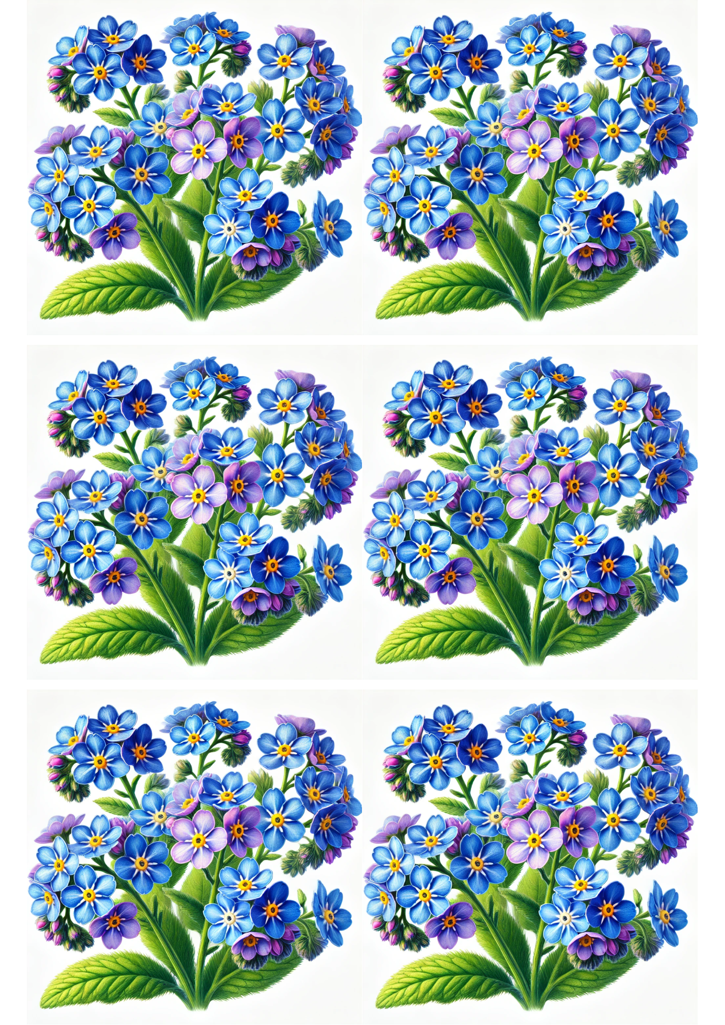 Rice Paper For Decoupage Forget-me-nots Collage, Cat. No. 2174