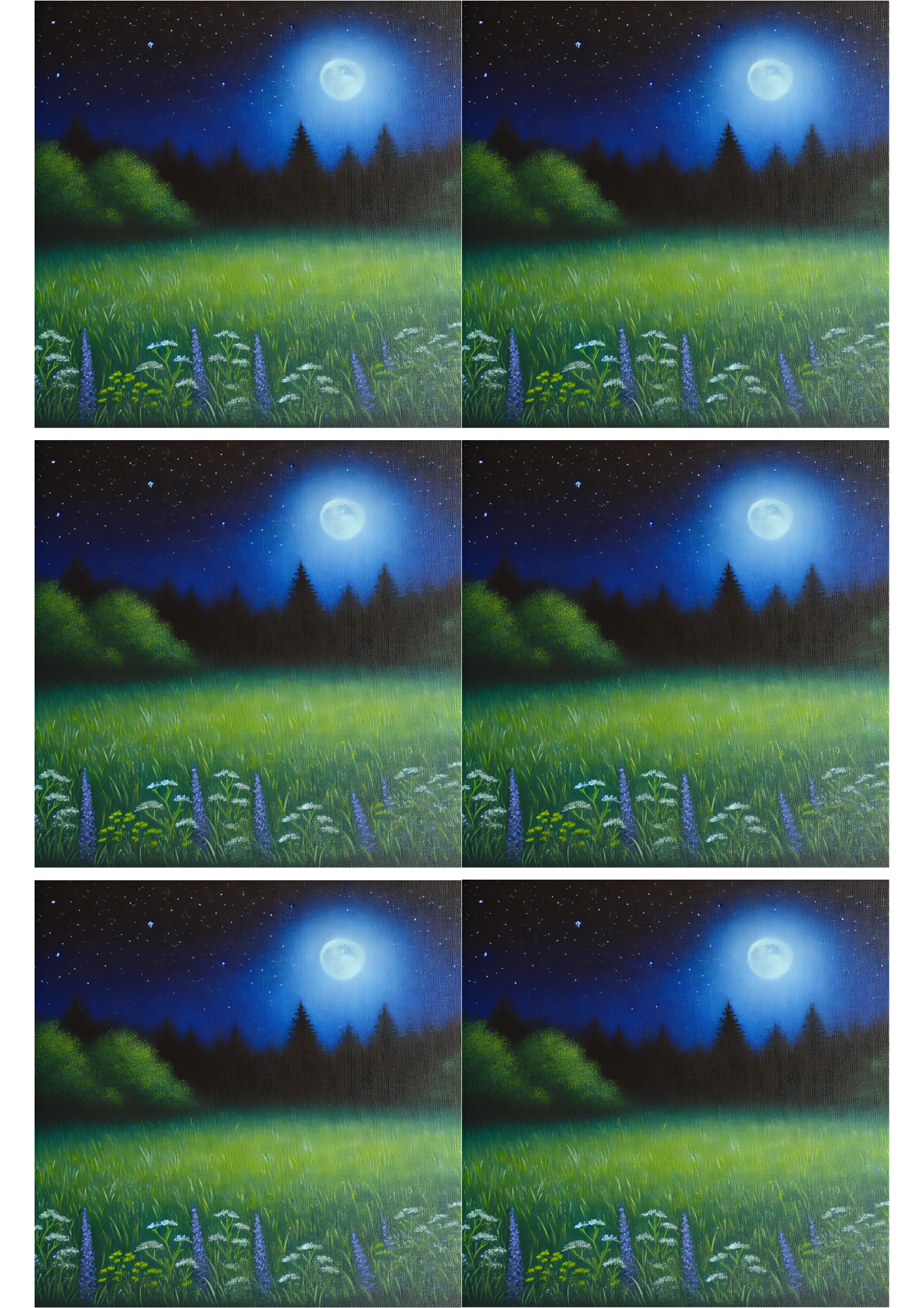 Reispapier für Decoupage-Collage „Nachtlandschaft“, Kat. Nr. 2182
