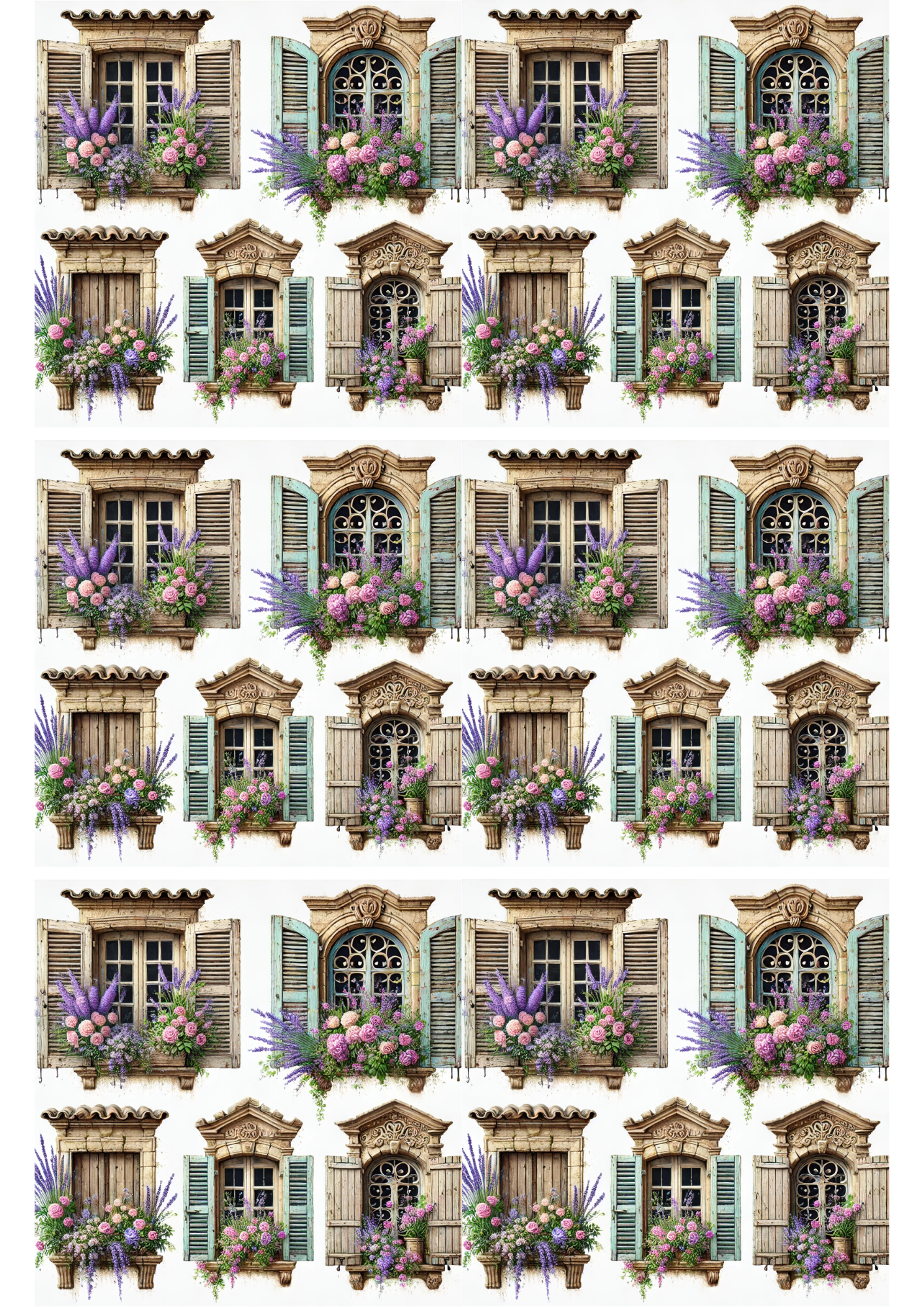 Reispapier für Decoupage-Fenster in Häusern in der Provence-Collage, Kat. Nr. 2196