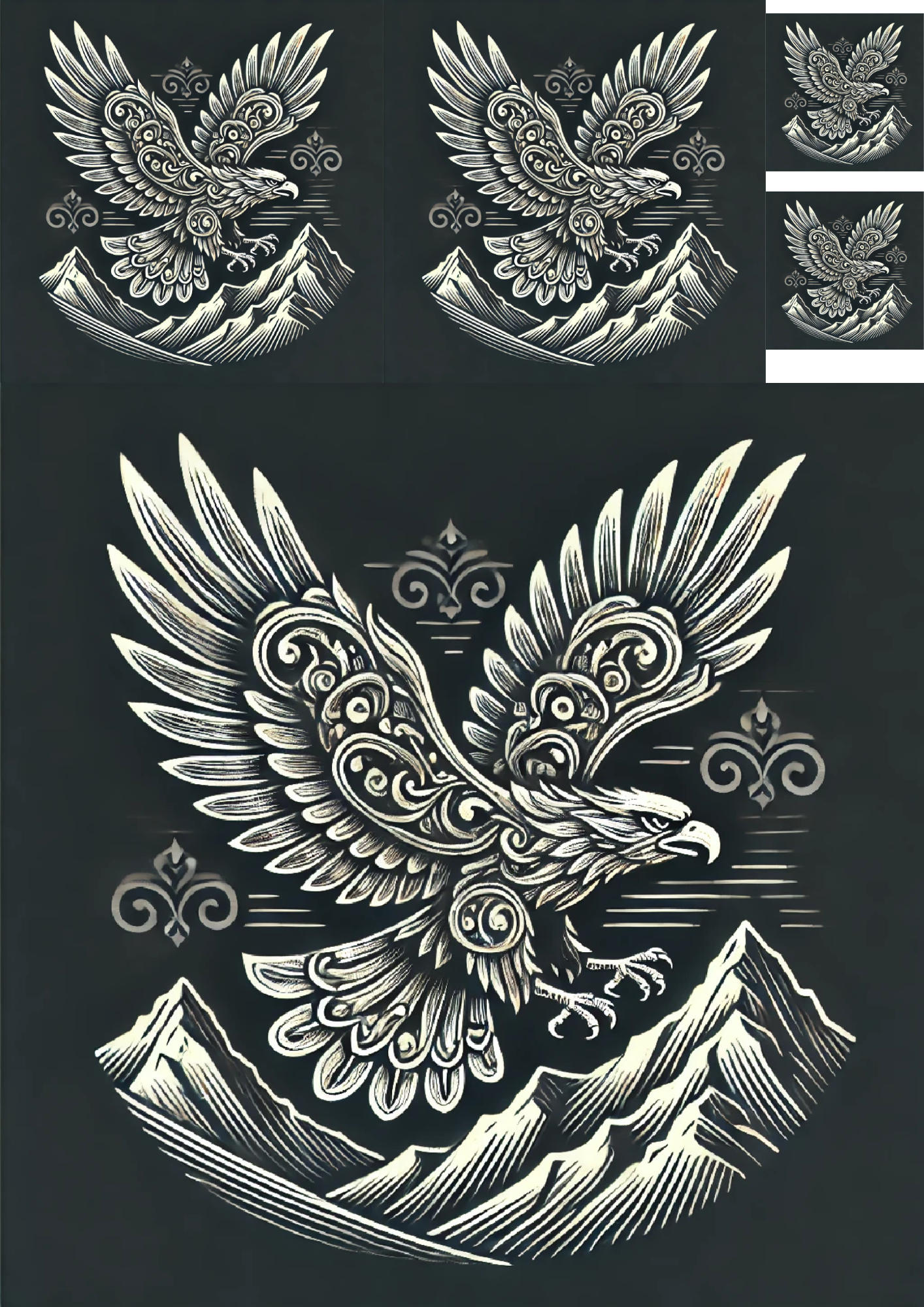 Reispapier für Decoupage, Adler in den Bergen, Collage im gotischen Stil, Kat. Nr. 1443