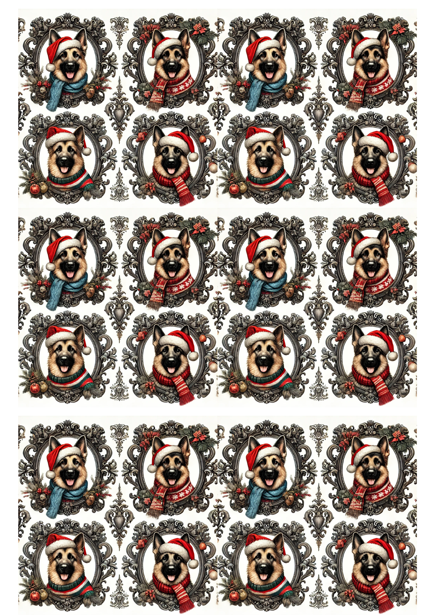 Rice Paper For Decoupage Sheepdog In Baroque Style Collage Cat. No. 3087