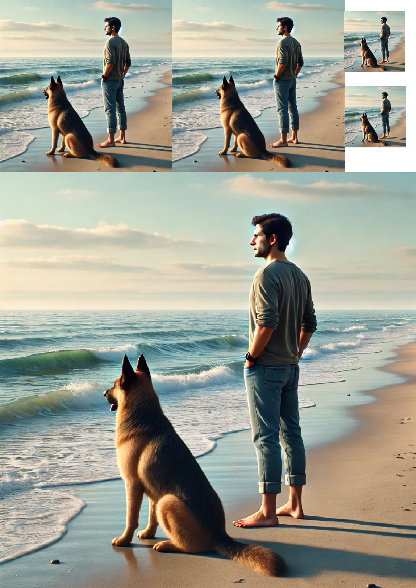 Reispapier für Decoupage-Collage „Deutscher Schäferhund am Meer“, Kat. Nr. 1359