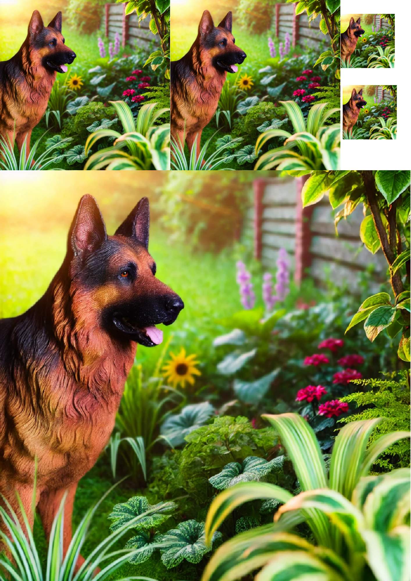 Reispapier für Decoupage-Collage „Deutscher Schäferhund im Garten“ Kat. Nr. 1361