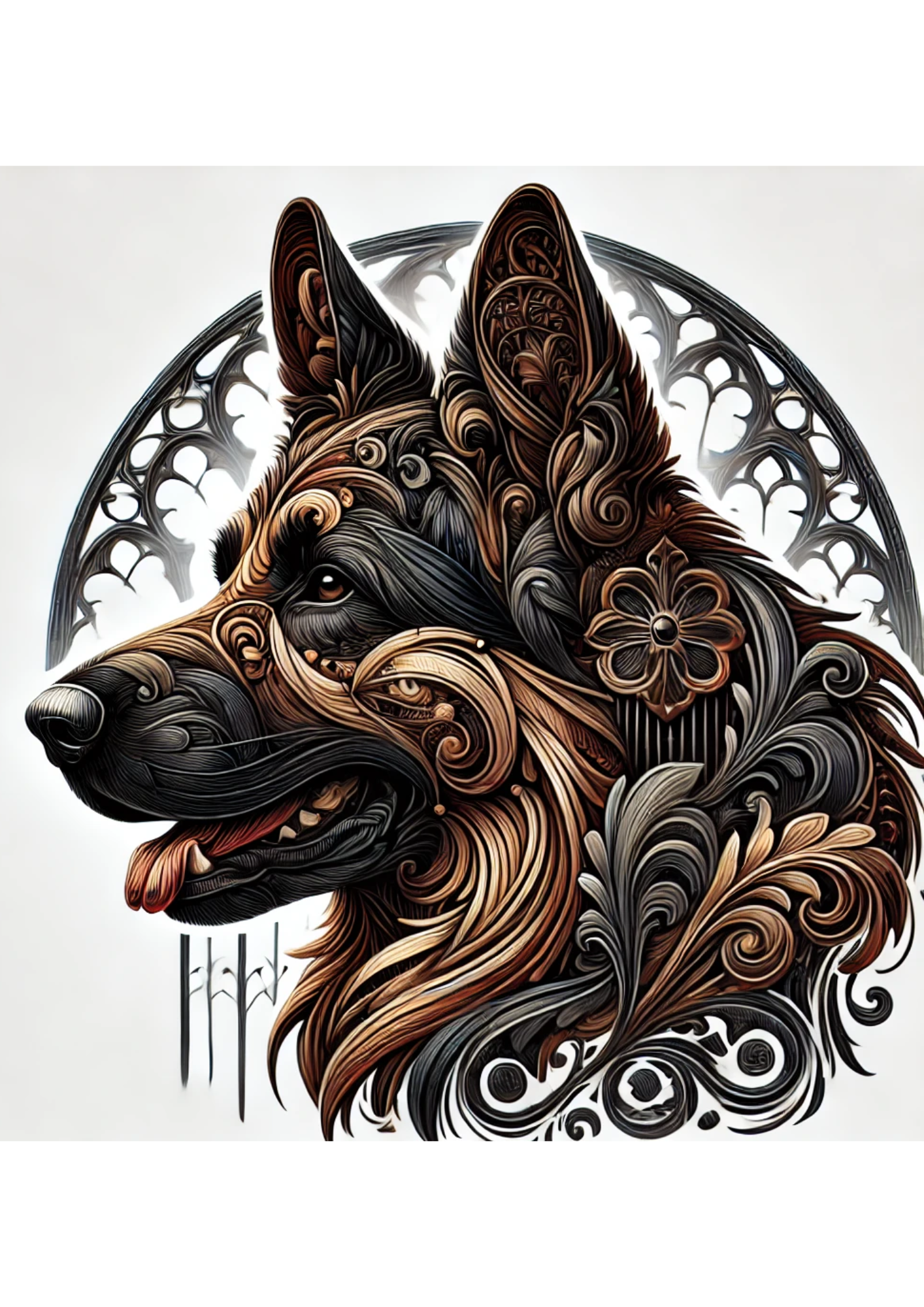 Reispapier für Decoupage Deutscher Schäferhund im Gothic-Stil, voll, Kat. Nr. 2189