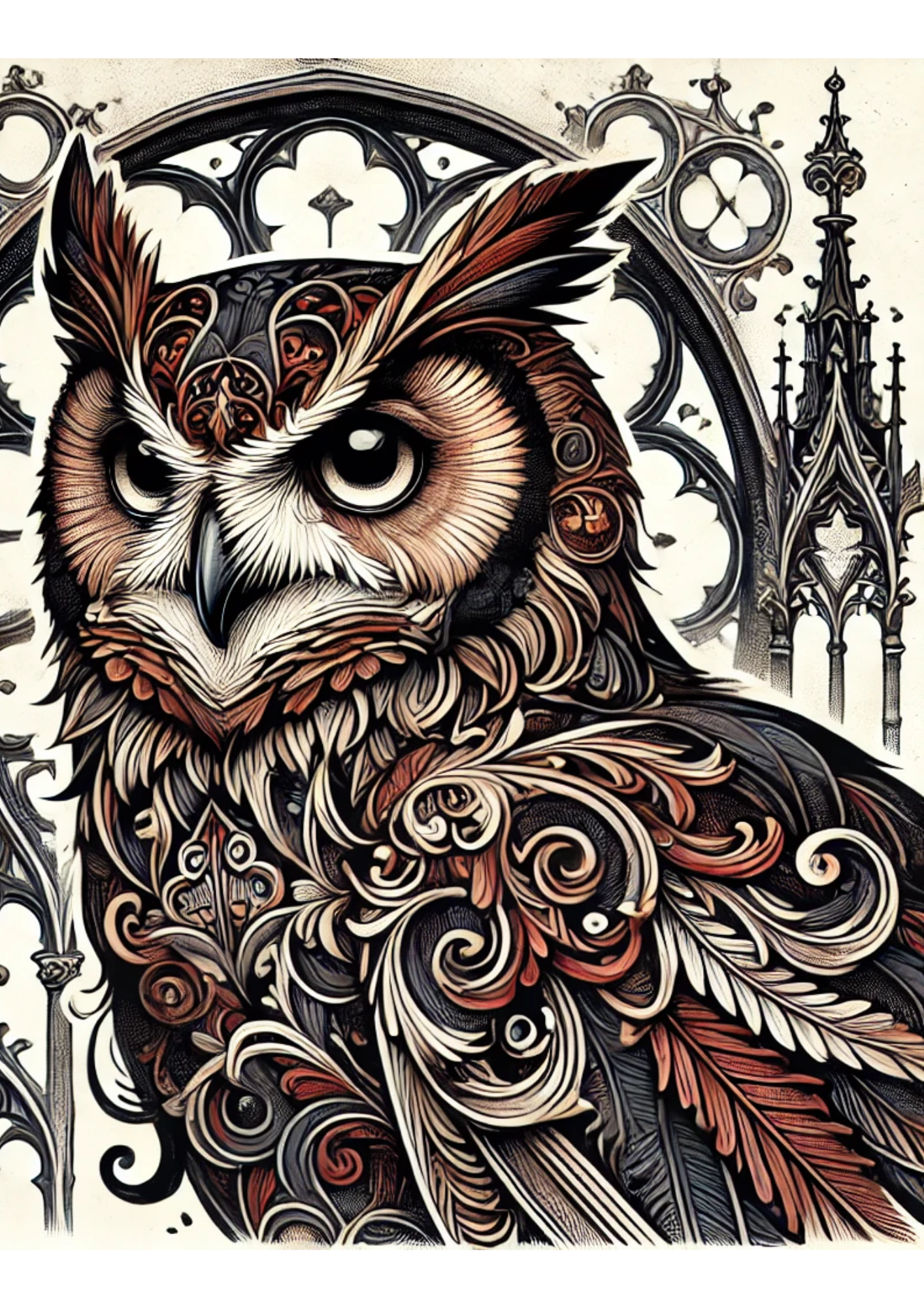 Reispapier für Decoupage Eule im Gothic-Stil, voll, Kat. Nr. 2191