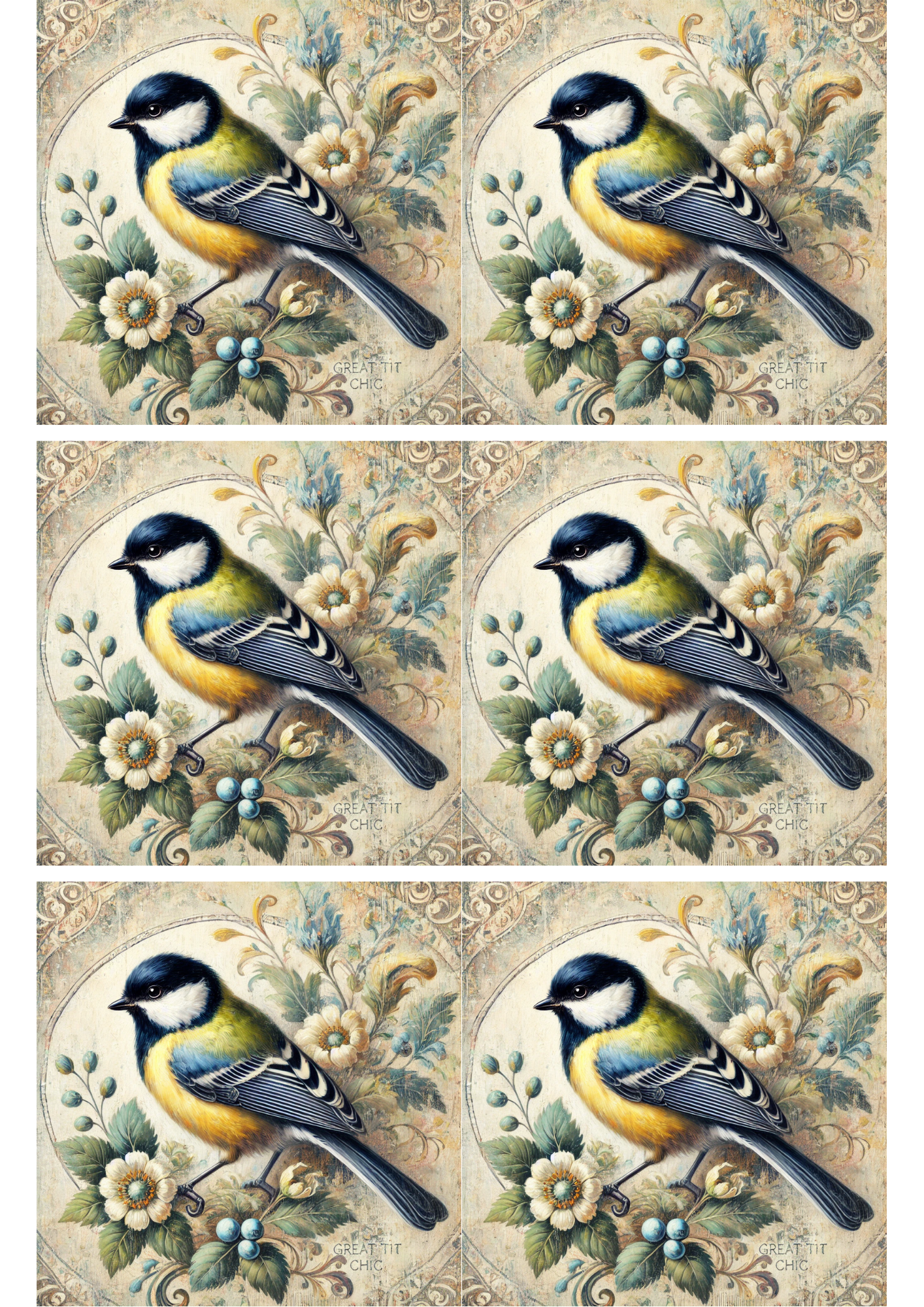 Reispapier für Decoupage Blaumeise Shabby Chic Collage Kat. Nr. 2290
