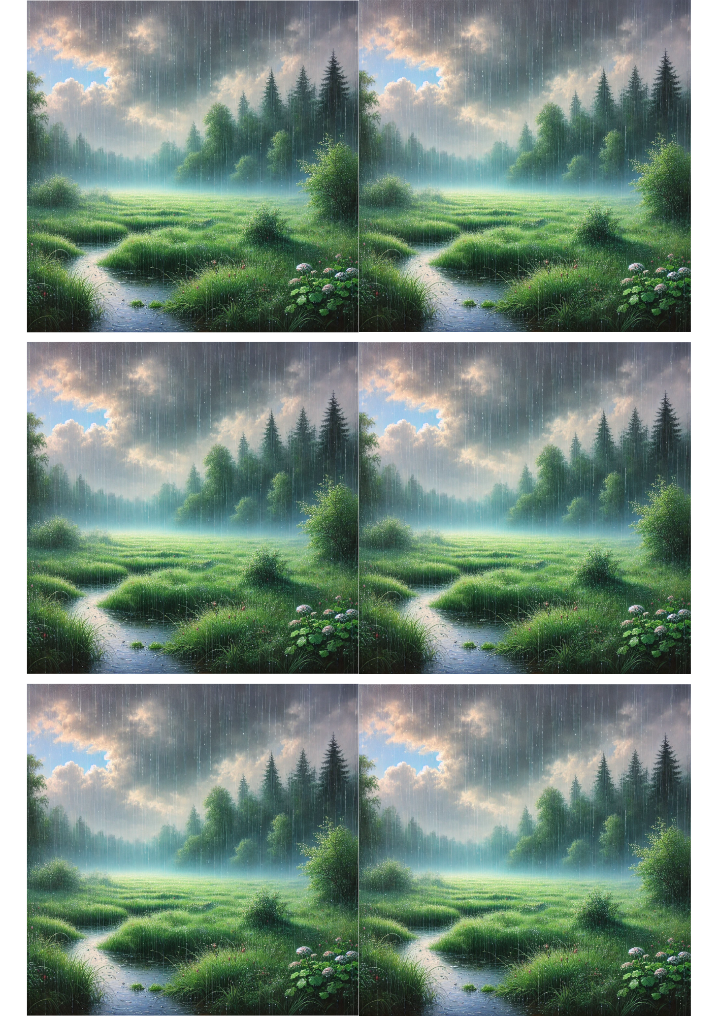 Reispapier für Decoupage, Collage „Regenlandschaft“, Kat. Nr. 2308