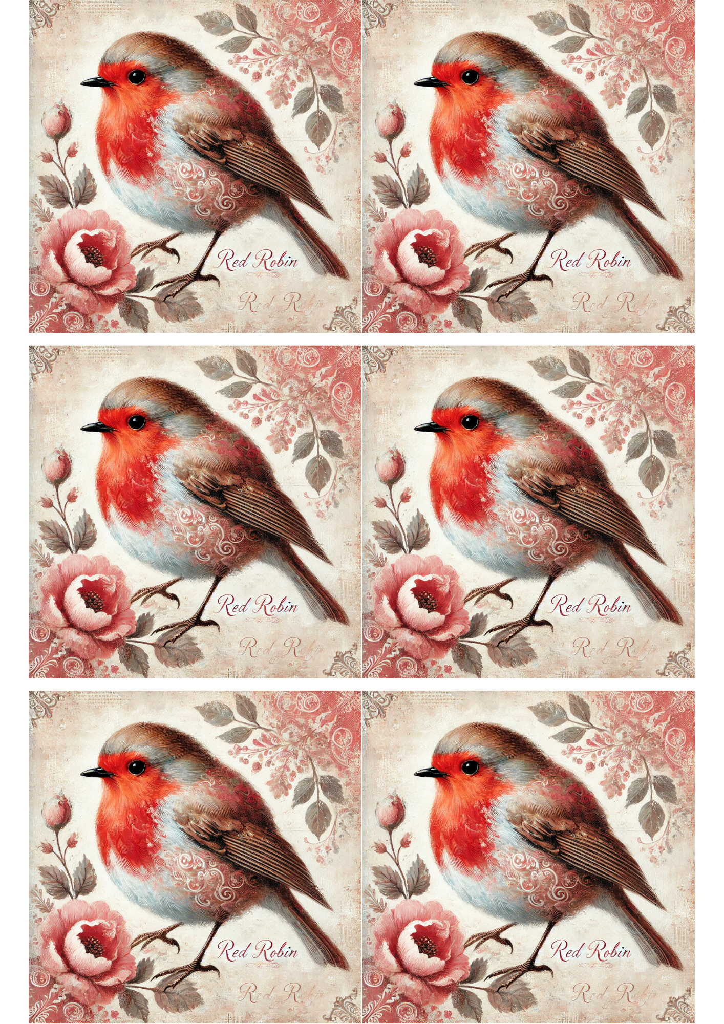 Reispapier für Decoupage Red Robin Shabby Chic Collage Kat. Nr. 2316