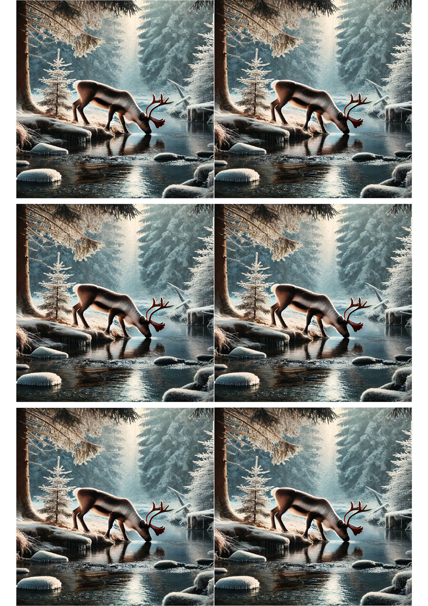 Reispapier für Decoupage-Collage „Rentier am Bach“, Kat. Nr. 2327