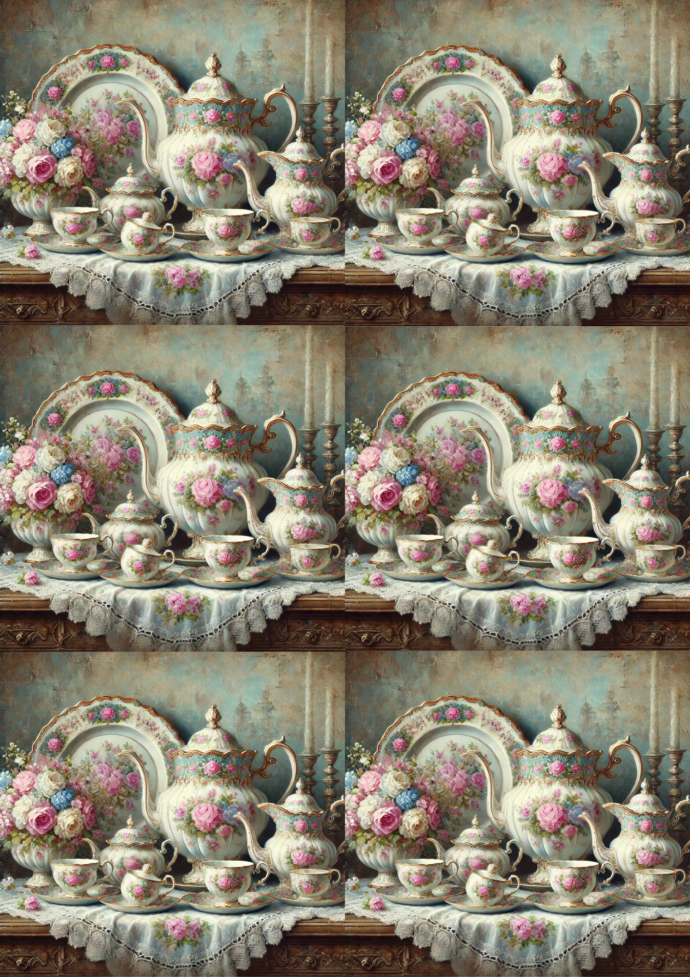 Reispapier für Decoupage Romantische Porzellancollage Kat. Nr. 2339