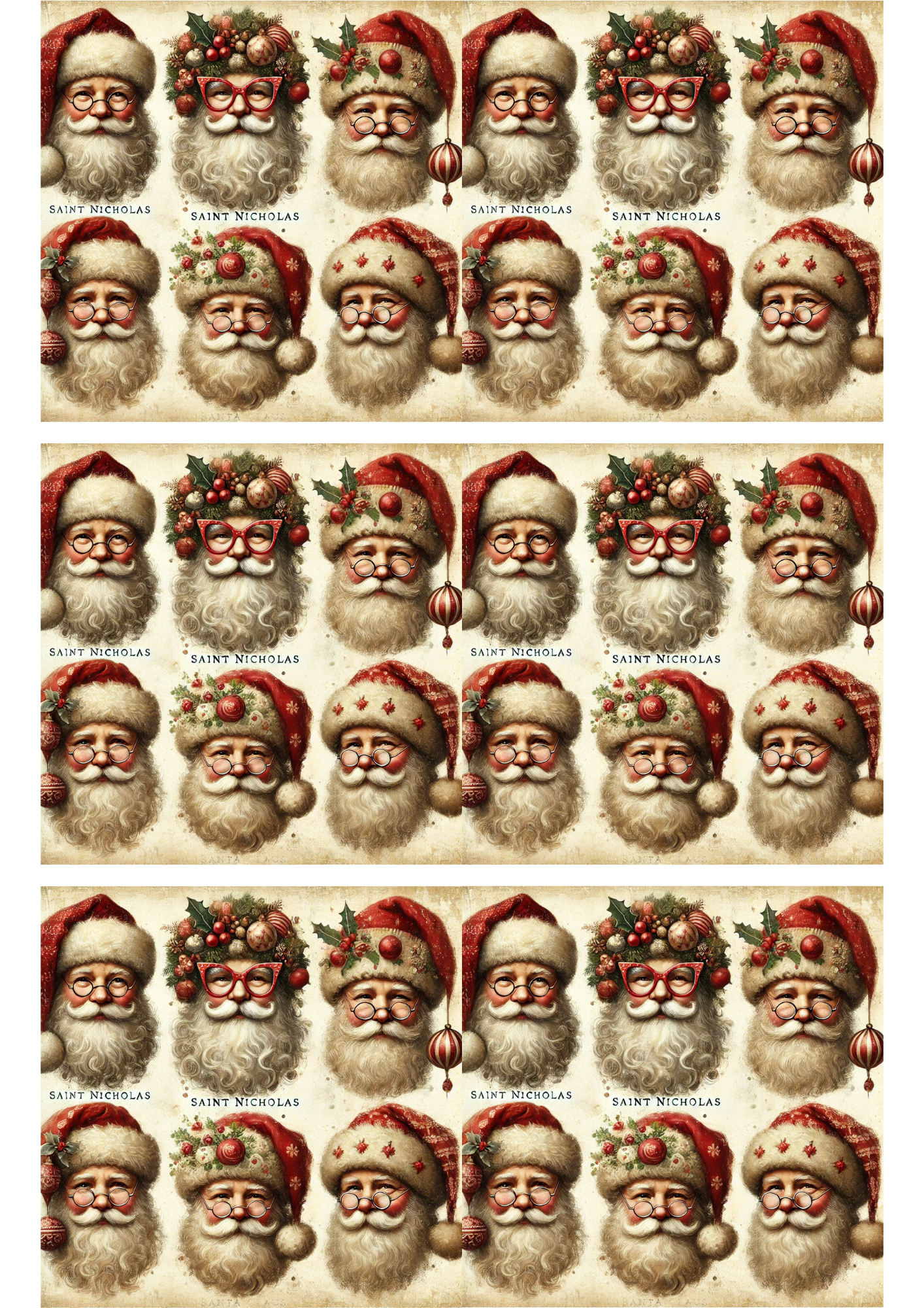 Rice Paper For Decoupage Santa Claus Mix Collage Cat. No. 3143