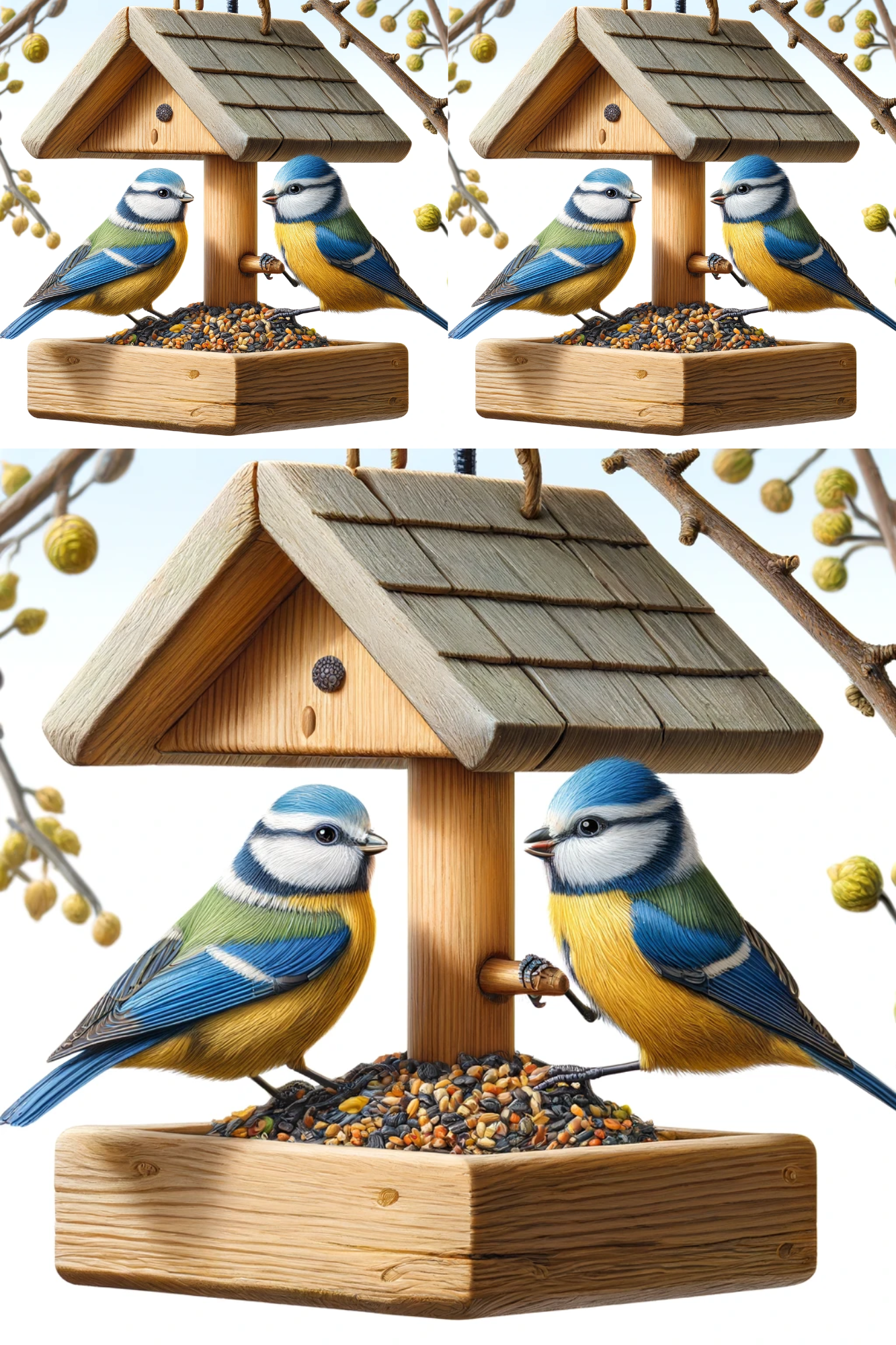 Reispapier für Decoupage Blaumeisen am Futterhäuschen Kat. Nr. 285