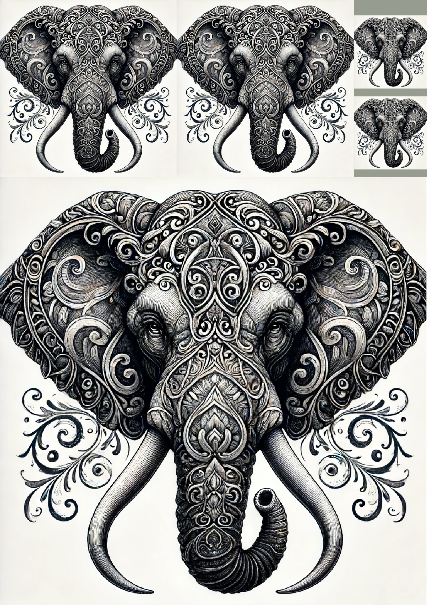 Reispapier für Decoupage Elefant im Gothic-Stil Collage Kat. Nr. 1234