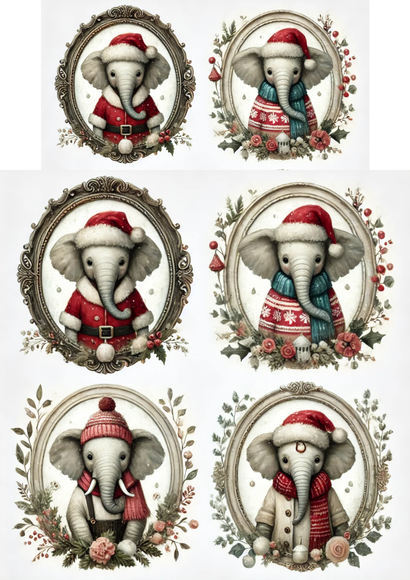 Rice Paper For Decoupage Elephants In Ovals Full Cat. No. 3156